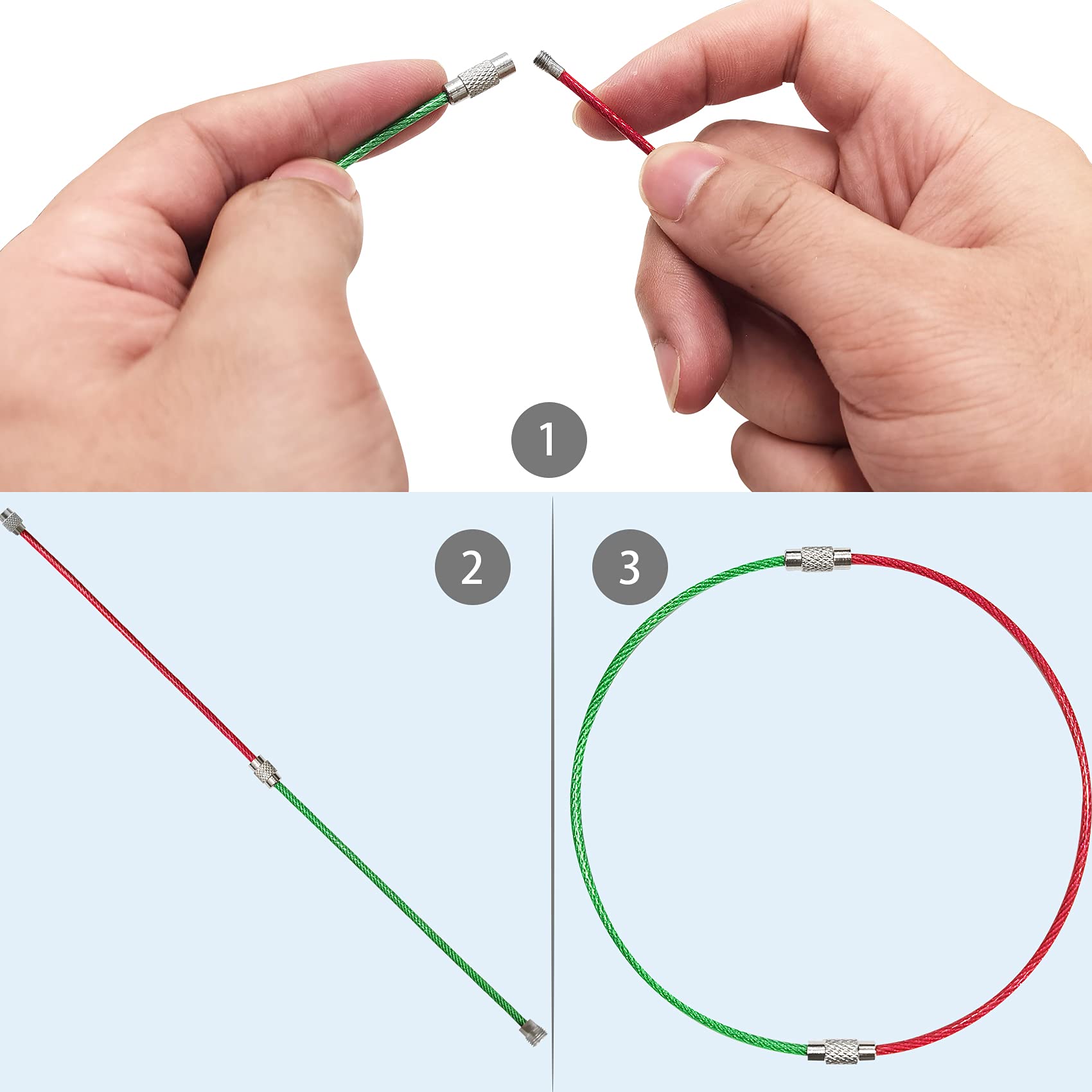 Ldcx Item Key Finder Keychains, 32Pcs Key Rings, Rustproof Round + Flat Circular Keychain (25/30/35Mm), Stainless Steel Wire Key