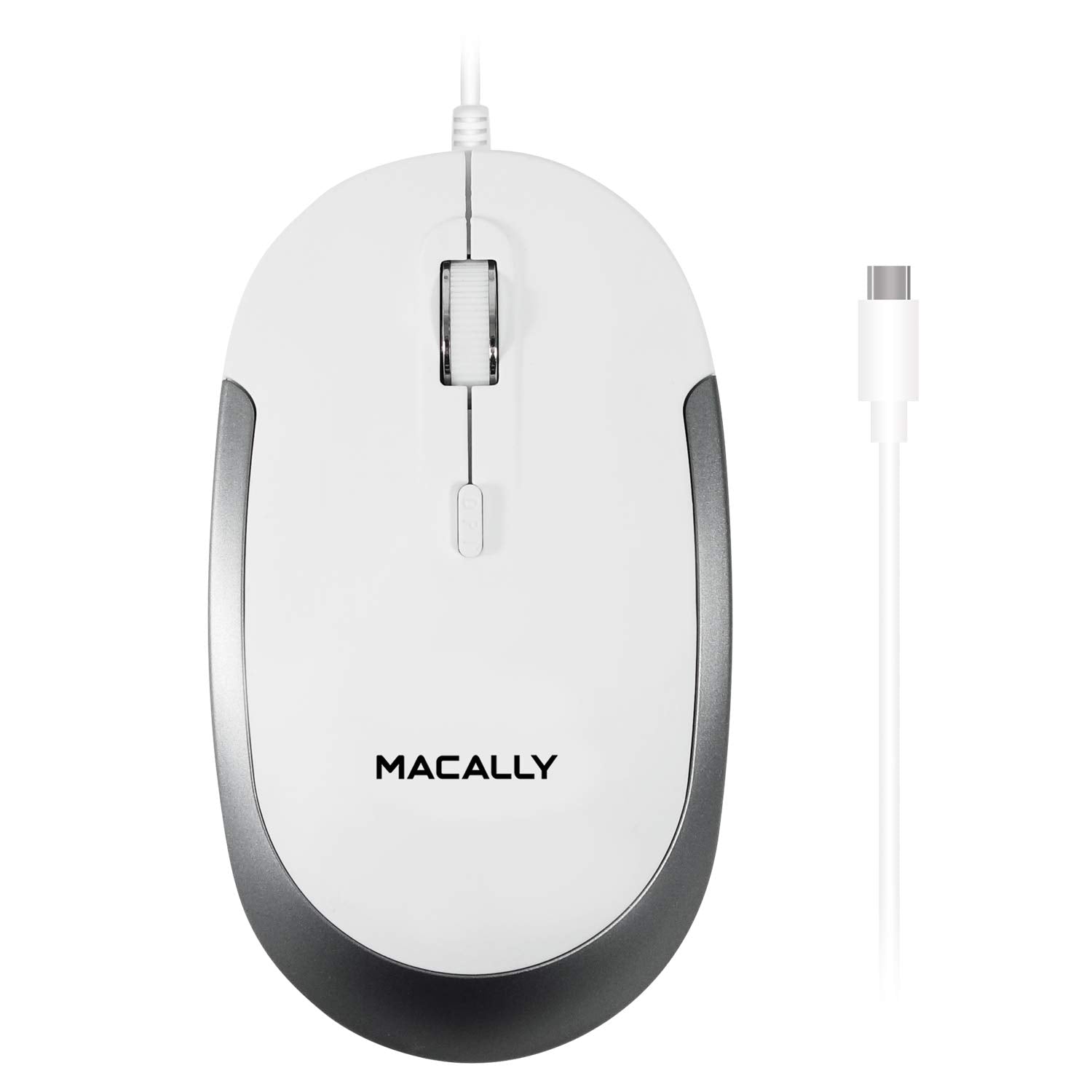 Macally Wired USB C Mouse for Mac & Windows - 3 Button & Scroll Wheel USB Type C Mouse - Comfortable Ambidextrous Design - Compa