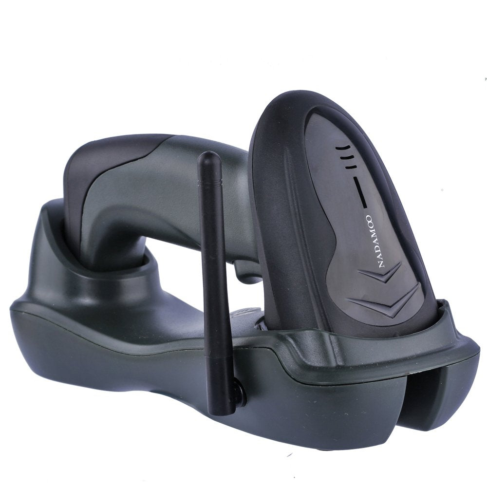 Nadamoo Wireless Barcode Scanner With Cradle, 2D Cordless Bar Code Reader 400M Transmission Distance Cmos Imager Read 1D, 2D, Qr