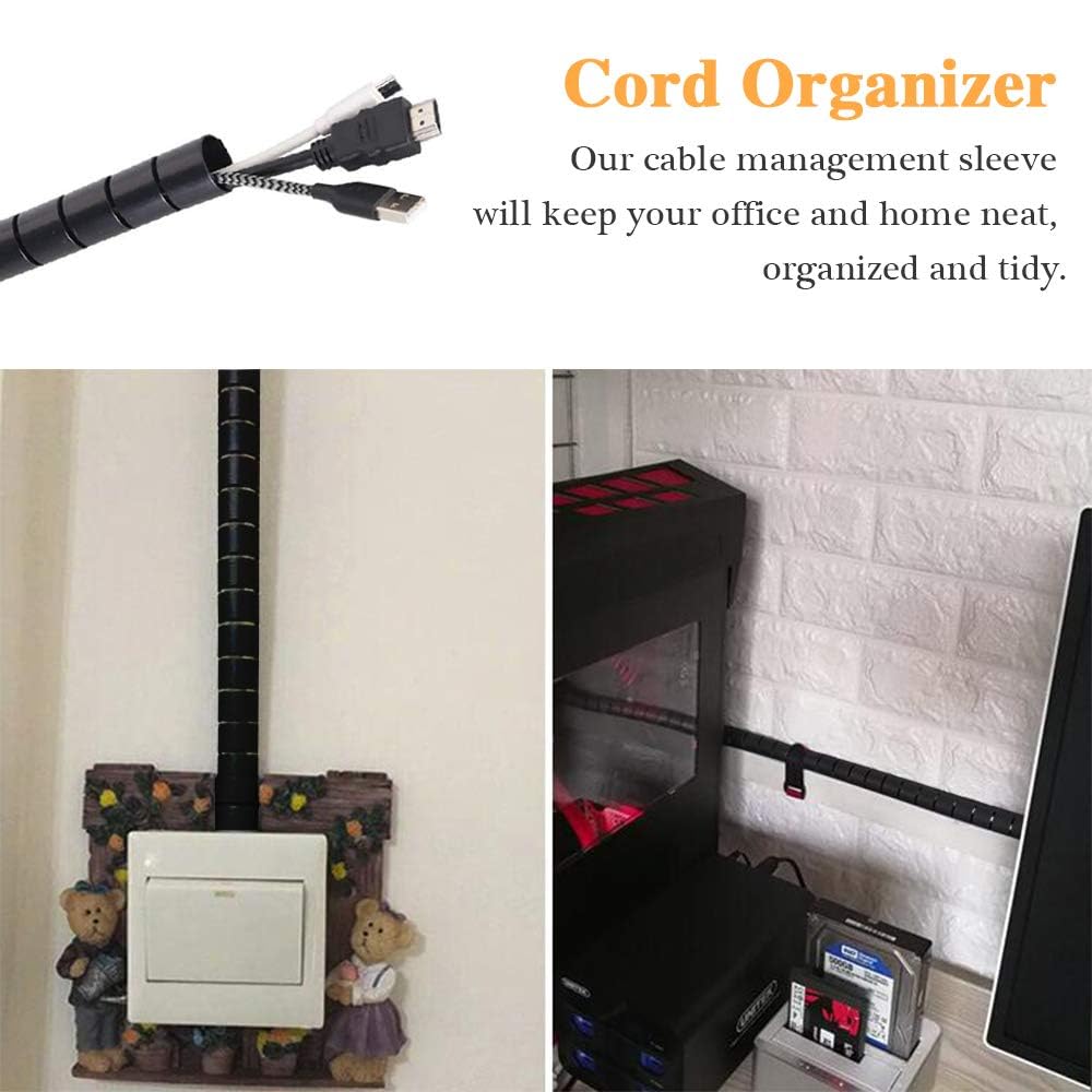 20Ft Spiral Winding Cable Management Pipe Wire Wrap Line Coiled Tube, 1.1'' Diameter Flexible Cord Covered Protective Bundler Sl