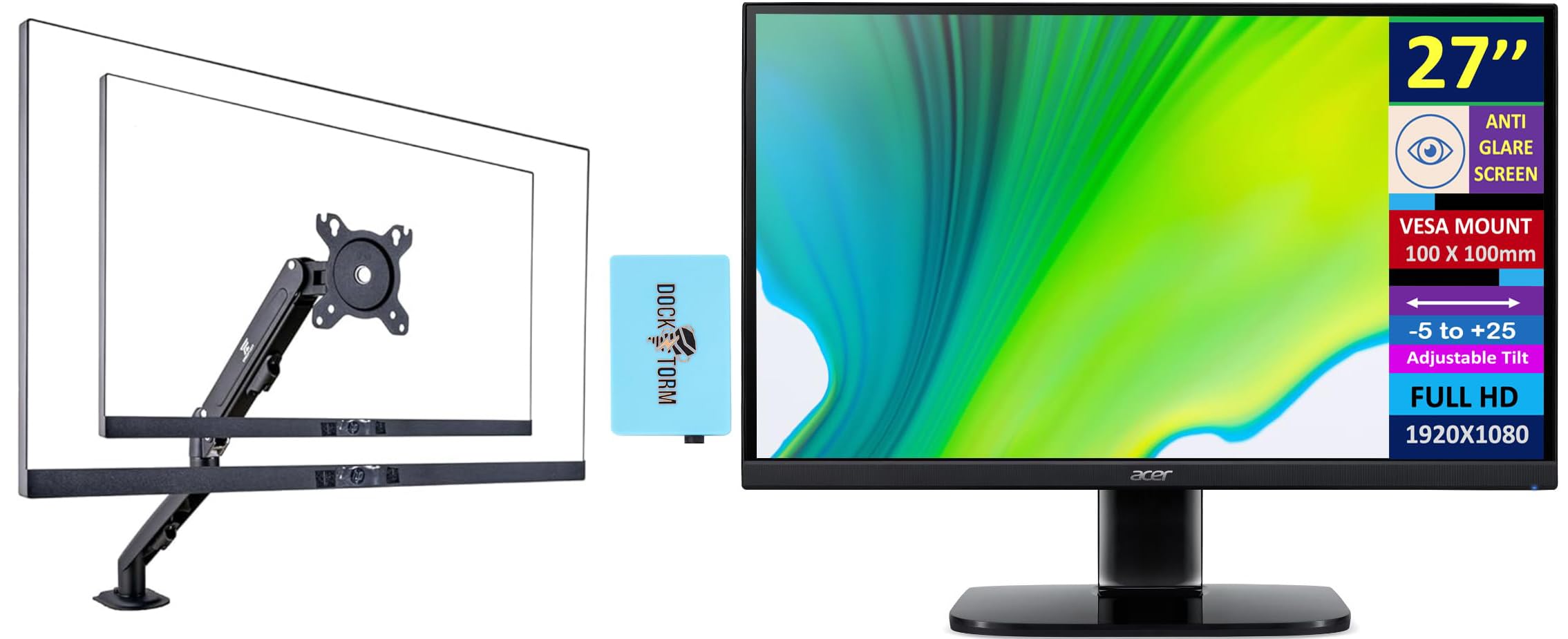 Acer Kb272 E0 Freesync Zero Frame Monitor 27'' Fhd Ips (1920X1080) 100Hz Display, Vesa Mount (100X100Mm), Ideal For Home & Busin