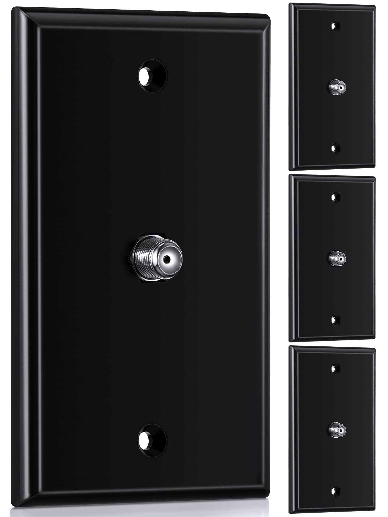 4 Pieces Coax Wall Plate 1 Port Tv Cable Wall Plate F Connector Wall Plate Single Gang Video Wall Jack Wall Plates (White And Bl