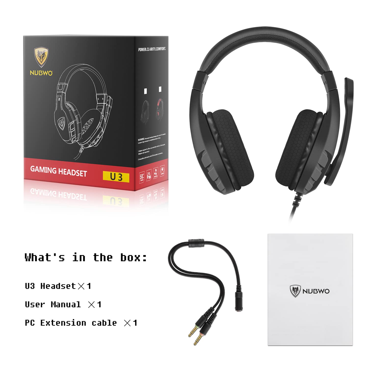 Nubwo U3 3.5Mm Gaming Headset For Pc, Ps4, Ps5, Laptop, Xbox One, Mac, Ipad, Nintendo Switch Games, Computer Game Gamer Over Ear