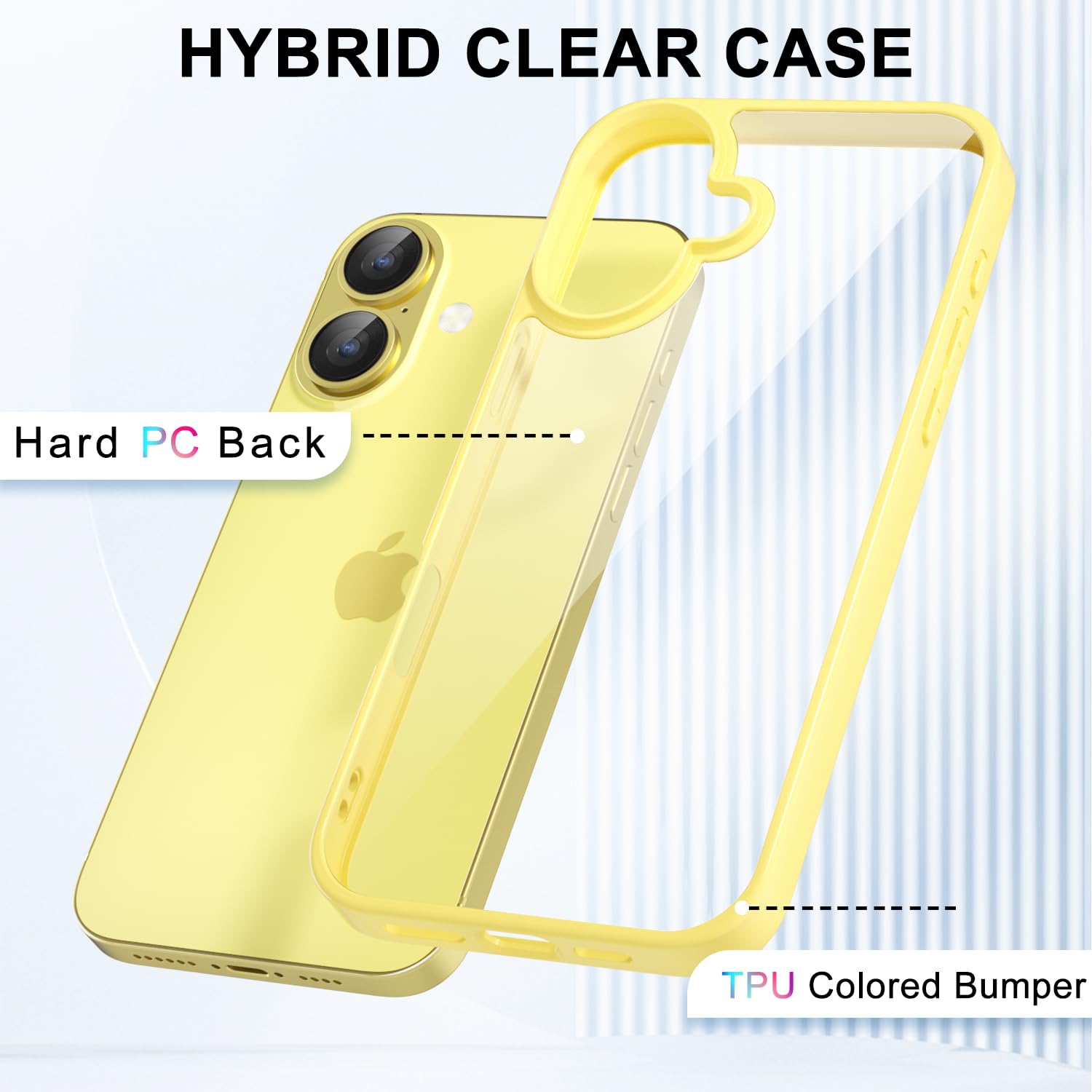 Loeoel For Iphone 16 Case Clear, Transparent Hybrid 16 Case [Hard Plastic & Soft Silicone Bumper] Acrylic Non Yellowing Thin Sli