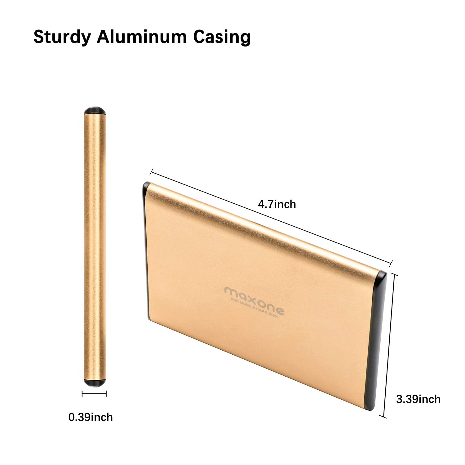 Maxone 320Gb Ultra Slim Portable External Hard Drive Hdd Usb 3.0 For Pc, Mac, Laptop, Ps4, Xbox One   Gold