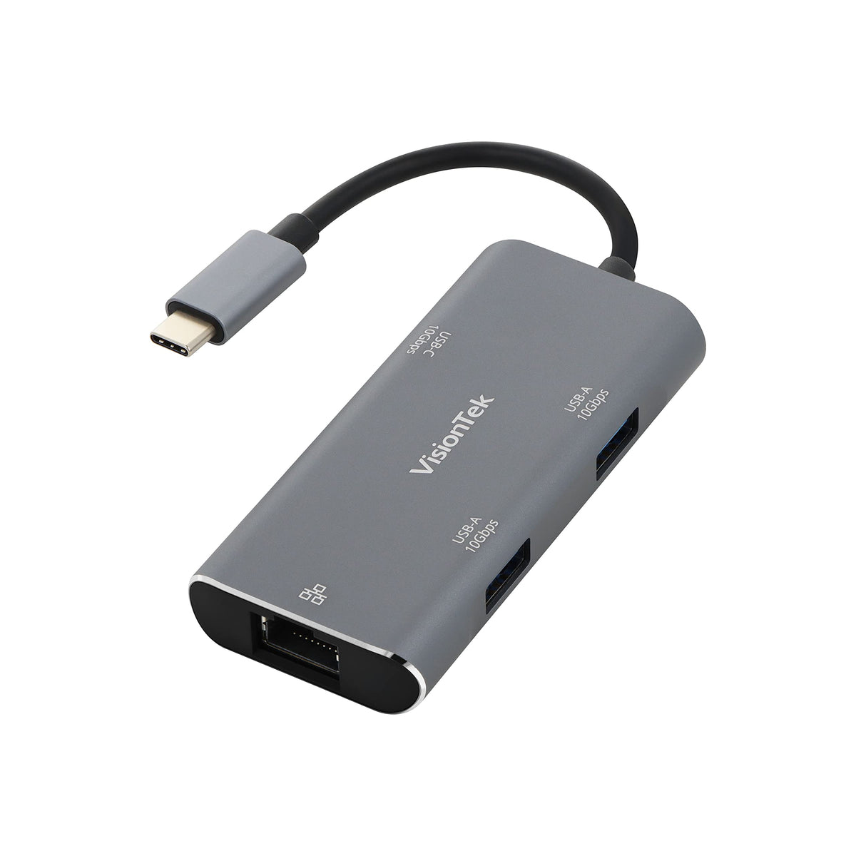 VisionTek USB-C Hub with Ethernet, 2X USB-A, 1x USB-C for MacBook, Windows, Chromebook - Portable Bus Powered Adapter
