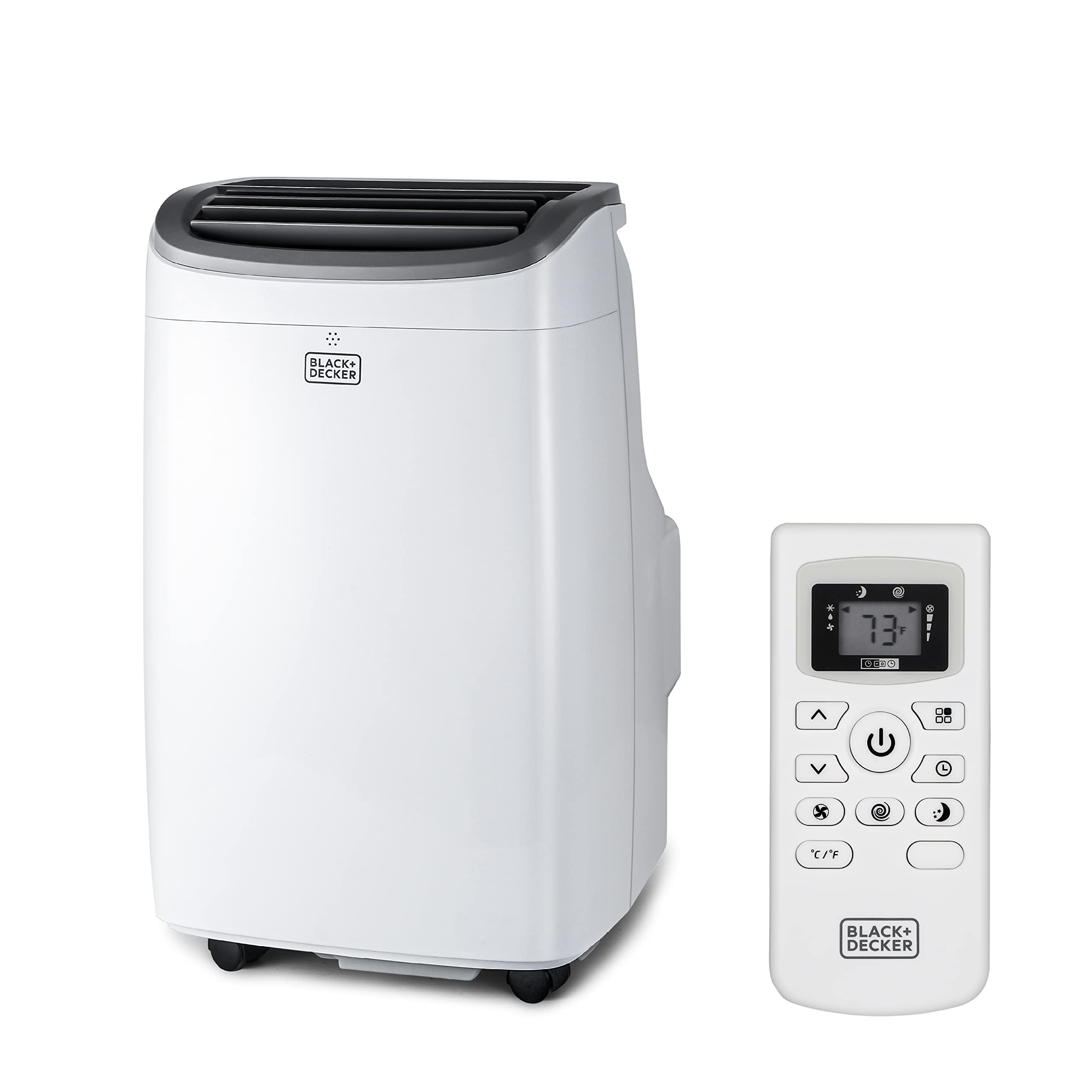 Black+Decker Portable Air Conditioner, 9,000 Btu Ashrae 128 (5,300 Btu Doe) For Rooms Up To 400 Sq. Ft., Portable Ac With Follow Me Remote Control And Window Kit, Bpact08Wt, White