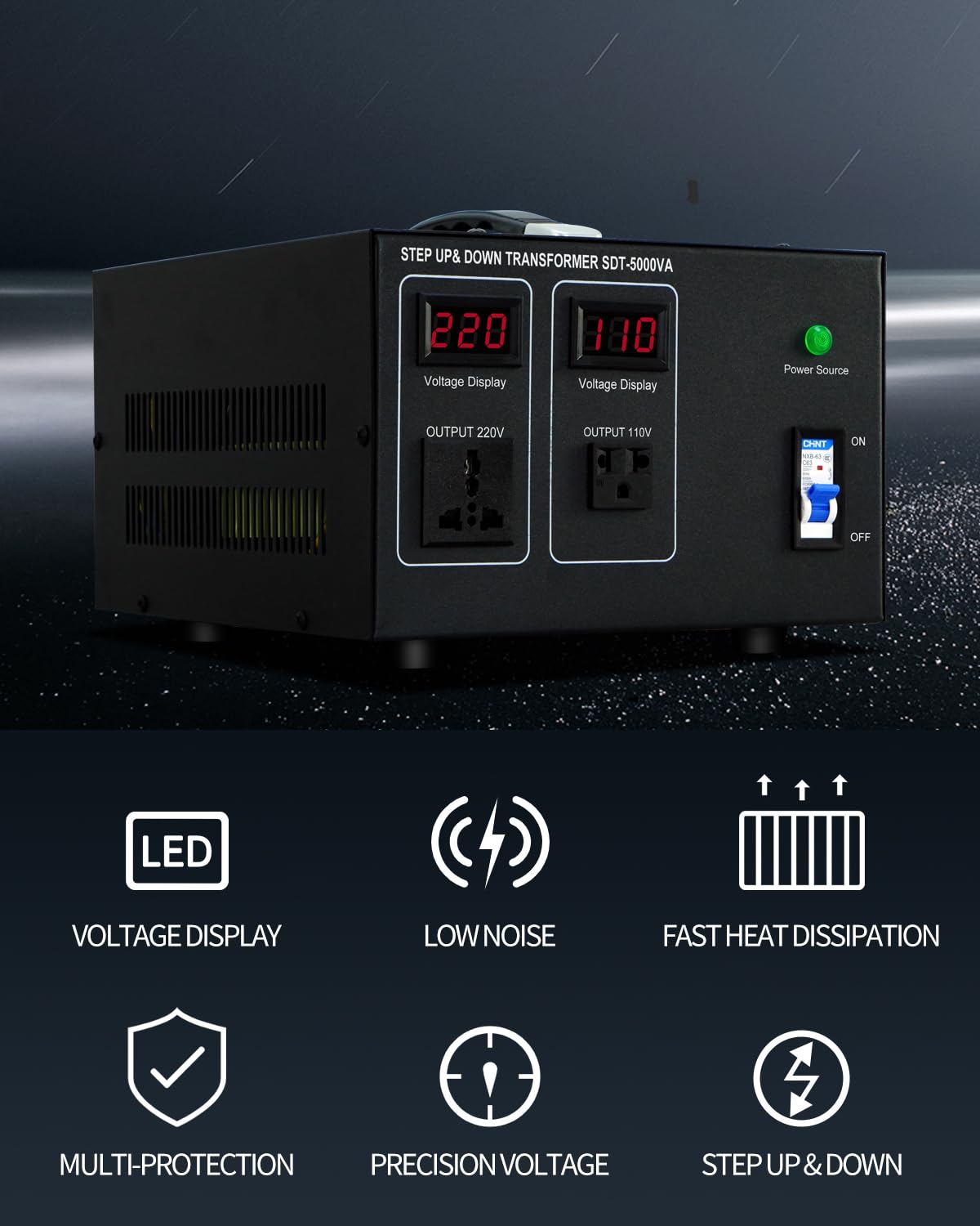 Step Down/Up Transformer 220V To 110V, 5000W Voltage Converter 110 To 220 Heavy Duty Power Transformer