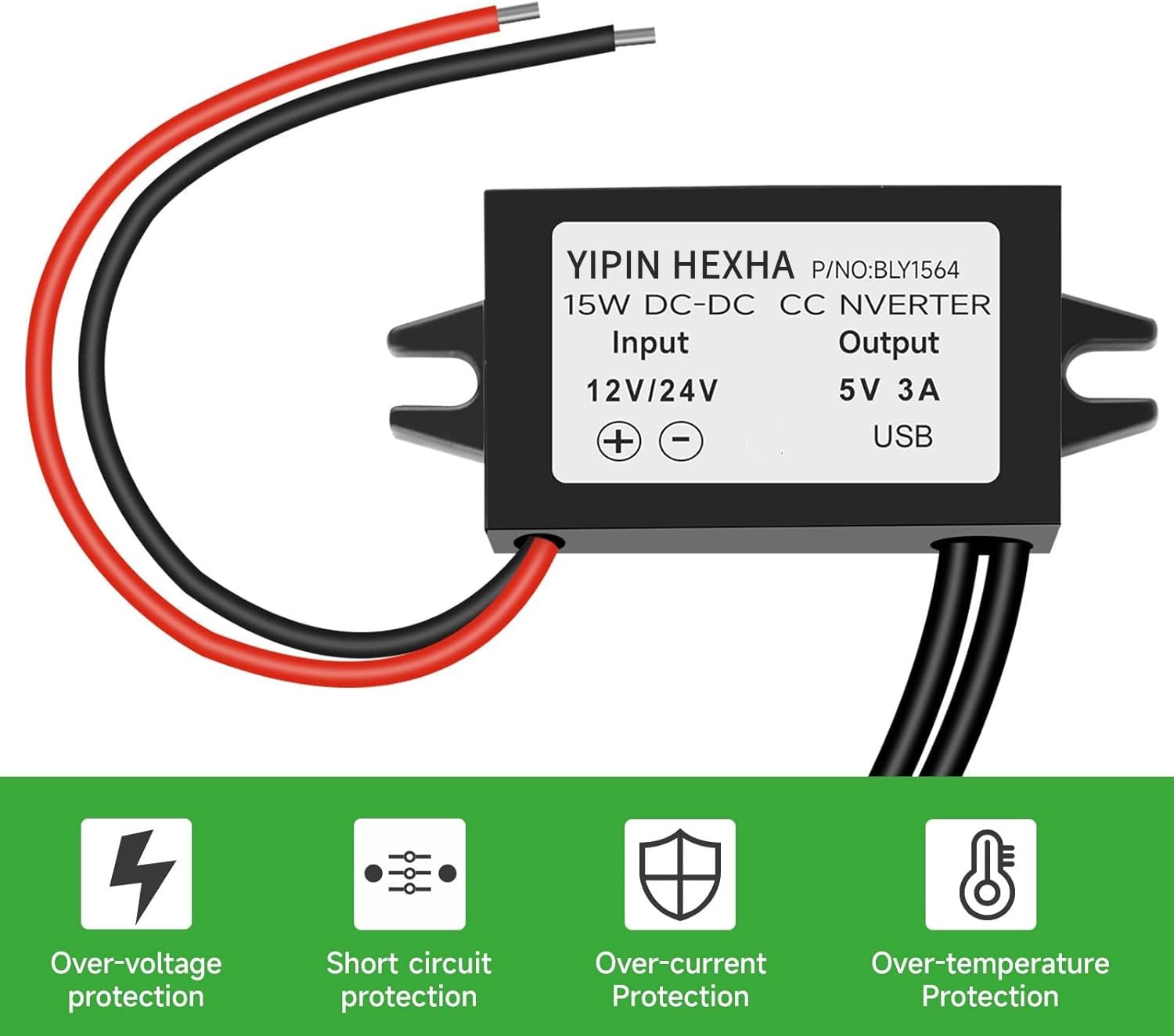 Dc12V/24V To 5V 3A Usb Converter Buck Module Power Adapter Dc Power Adapter Converter Dc To Dc Buck Regulator Car Power Converte
