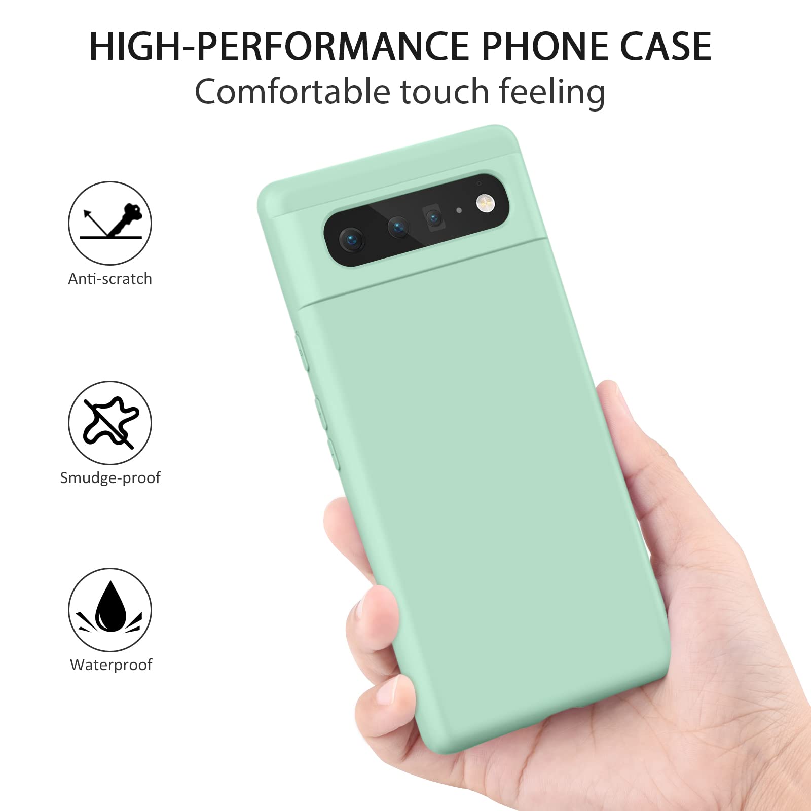 Amzpas Silicone Phone Case Compatible With Google Pixel 6, Soft Protective Smart Phone Case For Women Men, Durable Anti-Scratch