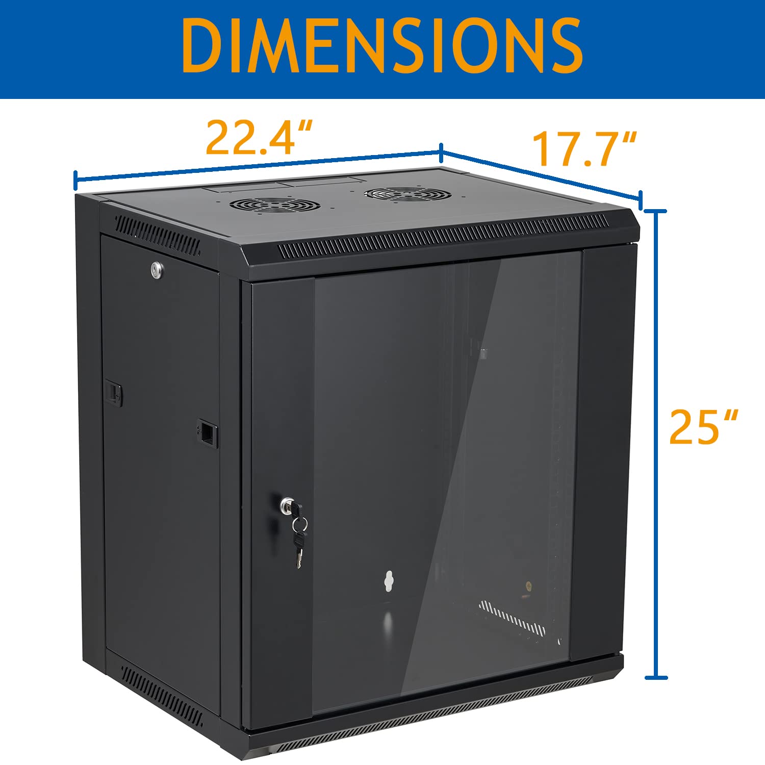 Tedgetal 12U Wall Mount Server Cabinet Network Rack Enclosure Locking Glass Door