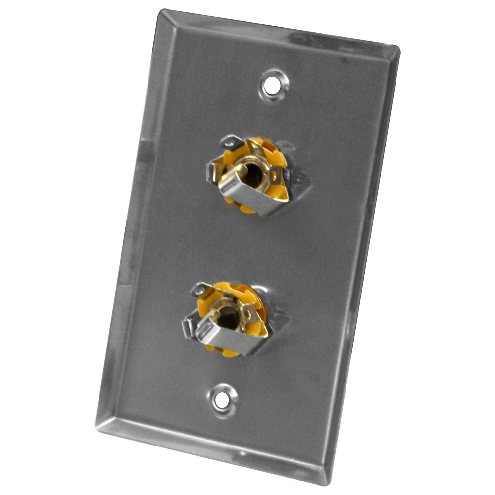 Seismic Audio - Sa-Plate21-2Pack - Pair Of Stainless Steel Wall Plates - Dual 1/4'' Trs Stereo Jack Single Gang