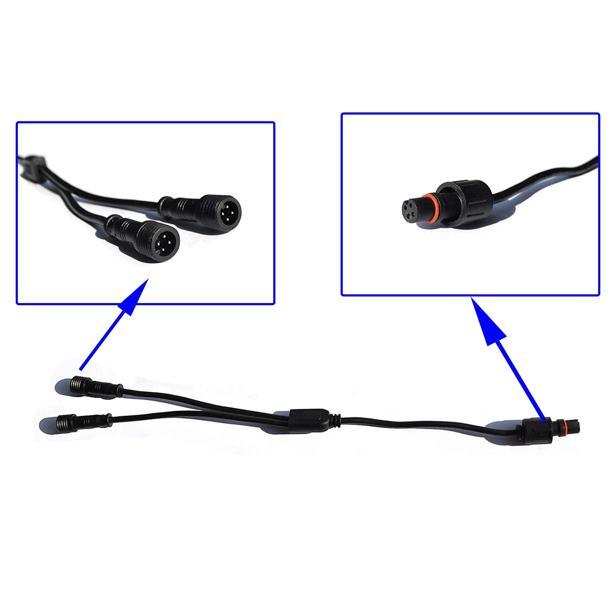 Nbwdy Waterproof 1 2 Y Extension Cable Wire Cord Set For Neon Led Boat Drain Plug Underwater Light, Rock Light
