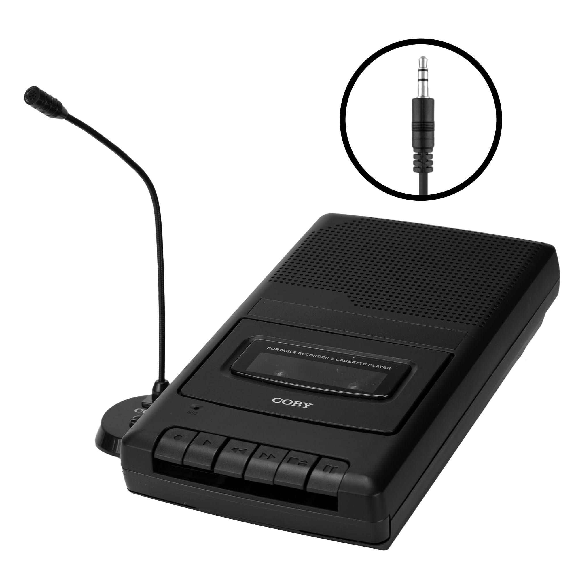 Coby Portable Cassette Player & Tape Cassette Recorder With Built In Microphone & One Touch Recording With Automatic Stop, Exter