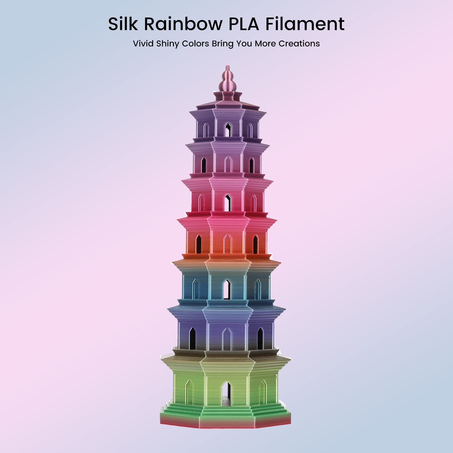 Sovol 3D Printer Silk Shiny Multicolored Fast Gradient Change Rainbow Pla 1 Kg (2.2 Lbs) Spool 3D Printing Materials, Wiring Tig