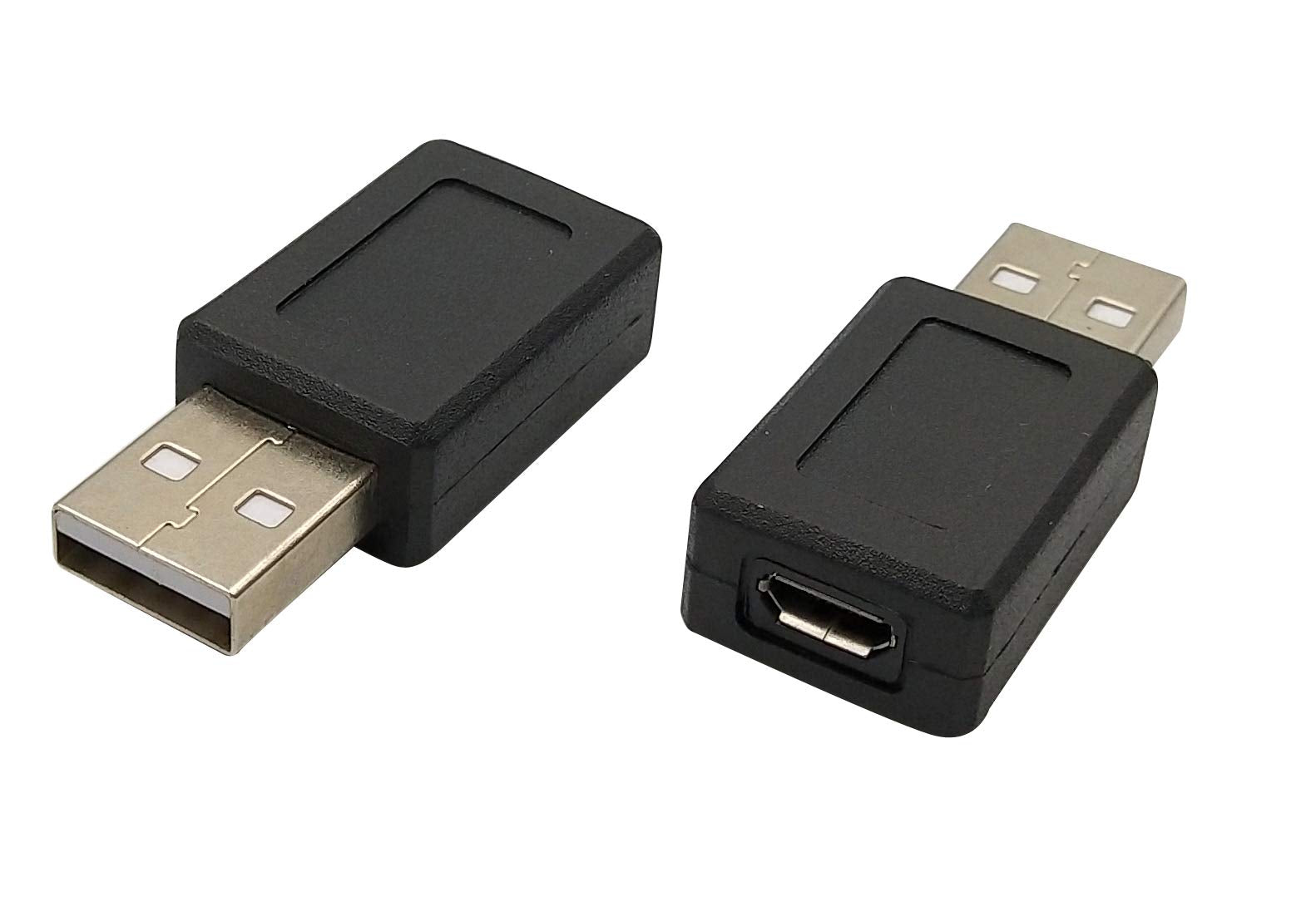 Posdou USB 2.0 A Male to Micro USB B Female Connector Adapter Black (2 Pack)