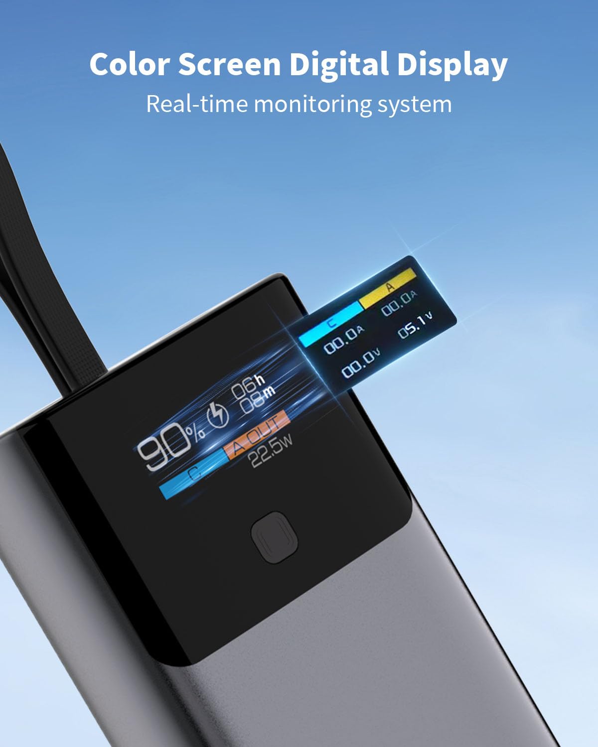 Miady Portable Charger, Pd 35W Fast Charging Small Power Bank Has Smart Digital Display Screen, 10000Mah Battery Pack Built-In U