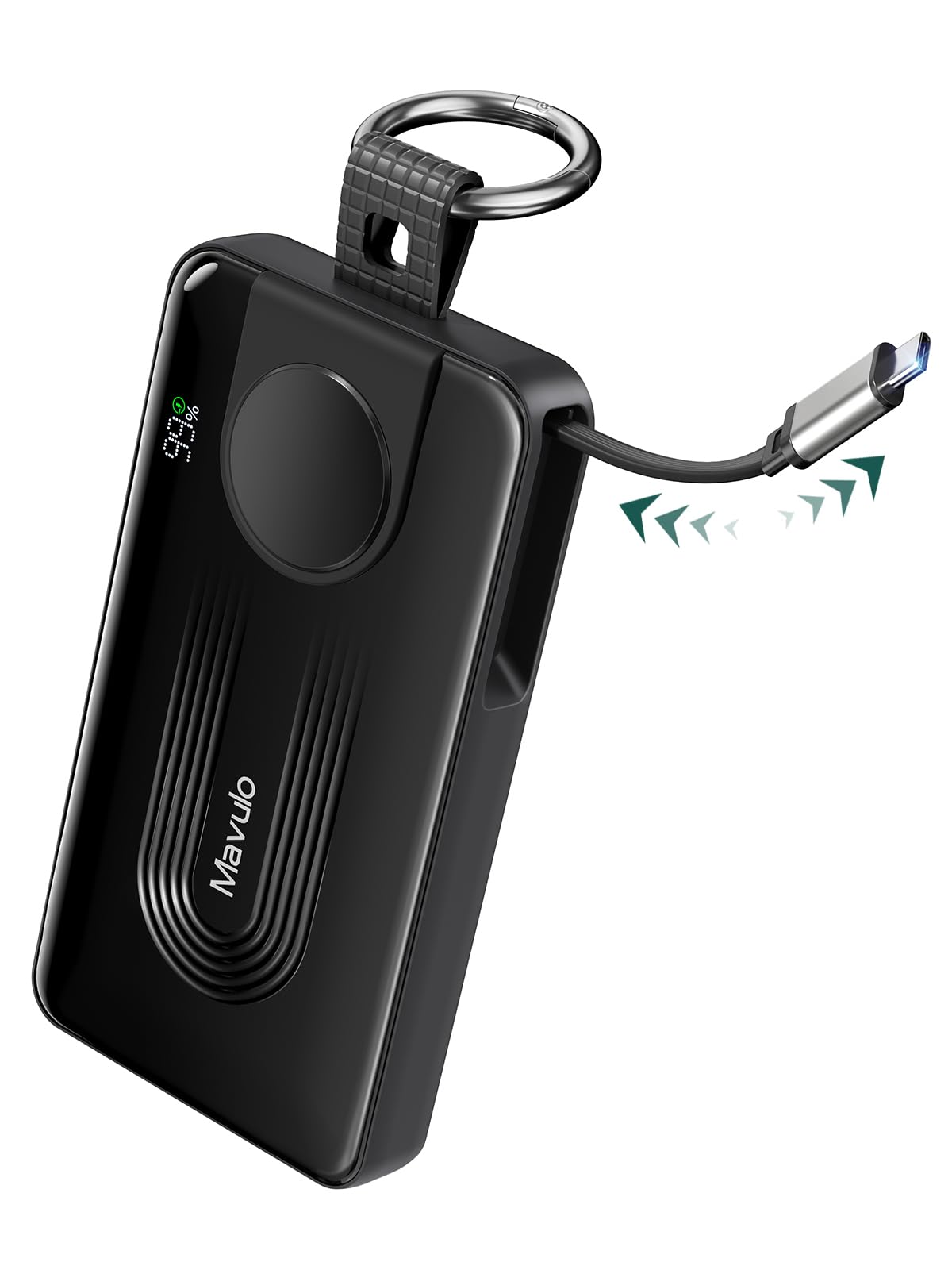 Mavulo 3-in-1 Portable Charger 10000mAh Power Bank for Samsung Galaxy Watch, Retractable USB-C Cable, 20W PD Fast Charging, LED 