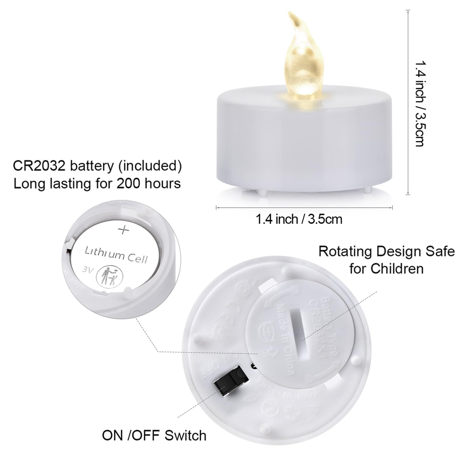 Battery Operated Led Tea Lights:200 Pack Led Flameless Bright Flickering Candles Long Lasting 200+ Hours Electric Candle In Warm