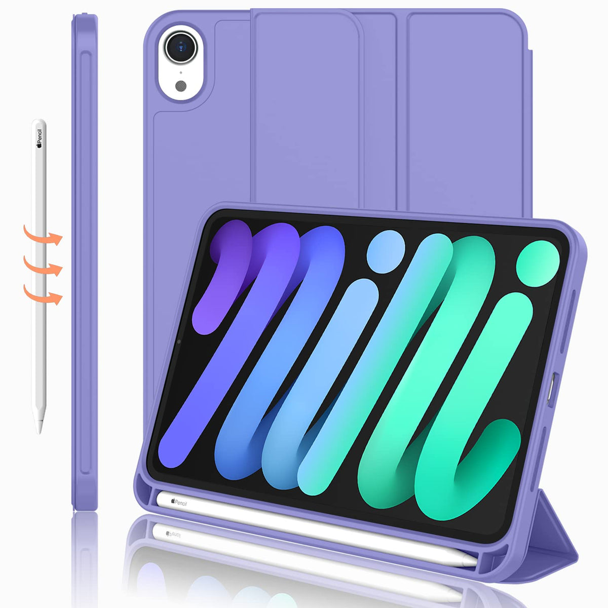 Imieet Ipad Mini 7 Case 2024 (A17 Pro), Ipad Mini 6 Case (8.3 Inch,2021 Model), Ipad Mini 7Th/6Th Generation Case With Pencil Holder, Trifold Stand Smart Case With Soft Tpu Back,Slate Blue