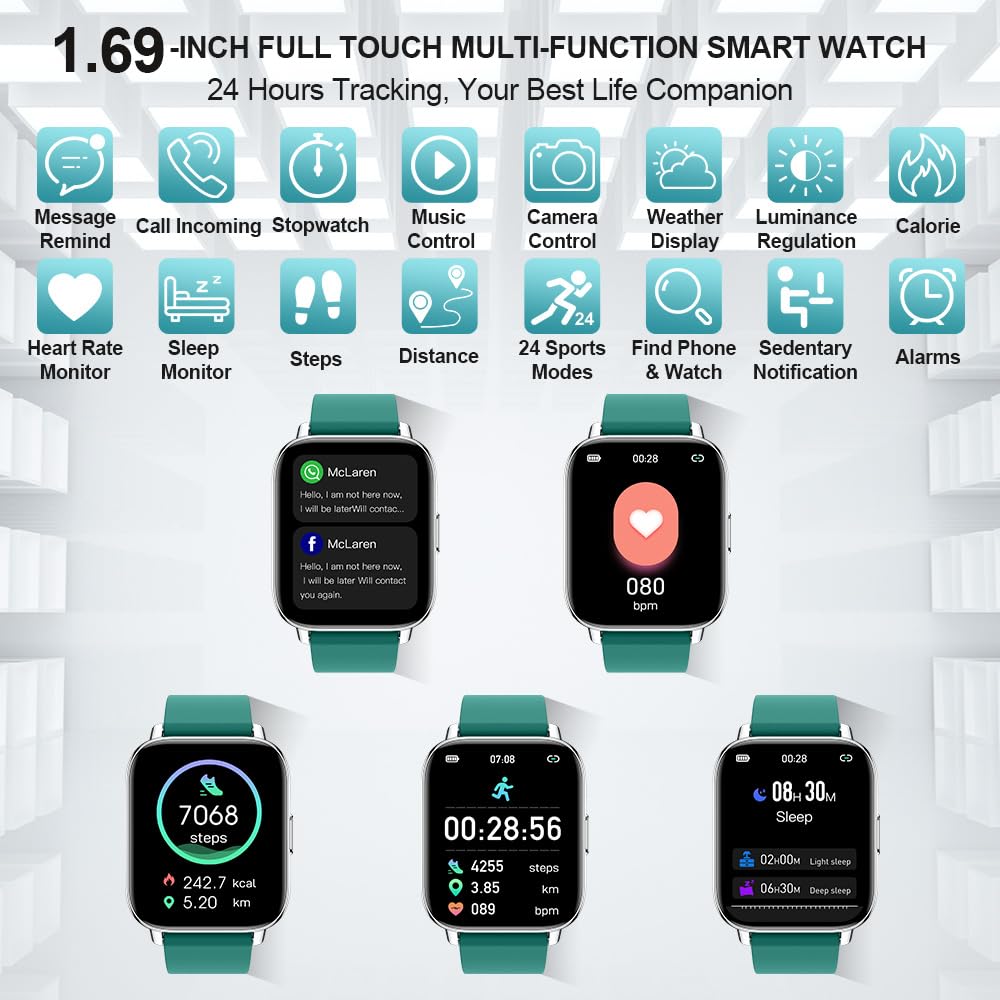 Jugeman Smartwatch For Men, Smart Watch For Women Heart Rate Sleep Monitor