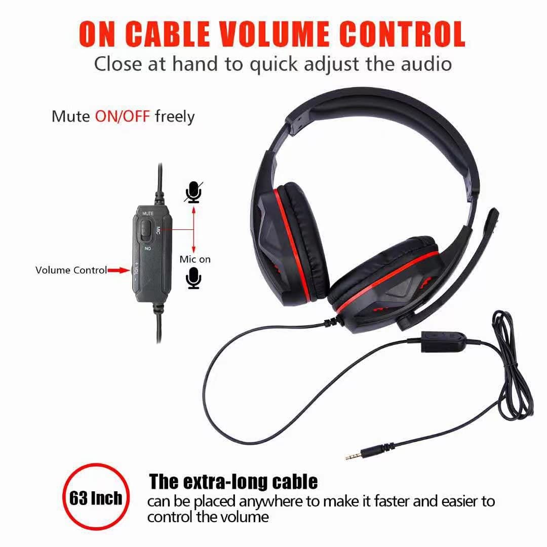 Fnship 3.5Mm Port Wired Gaming Headset, Stereo Bass Noise Isolation Headphone With Mic Volume Control For Ps4 New Xbox One Psp P