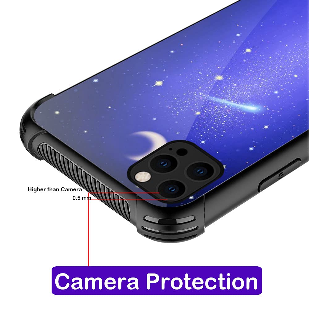 ZHEGAILIAN iPhone 13 Mini Phone Case Shockproof Reinforced Corners TPU Acrylic Blue Moon Cat