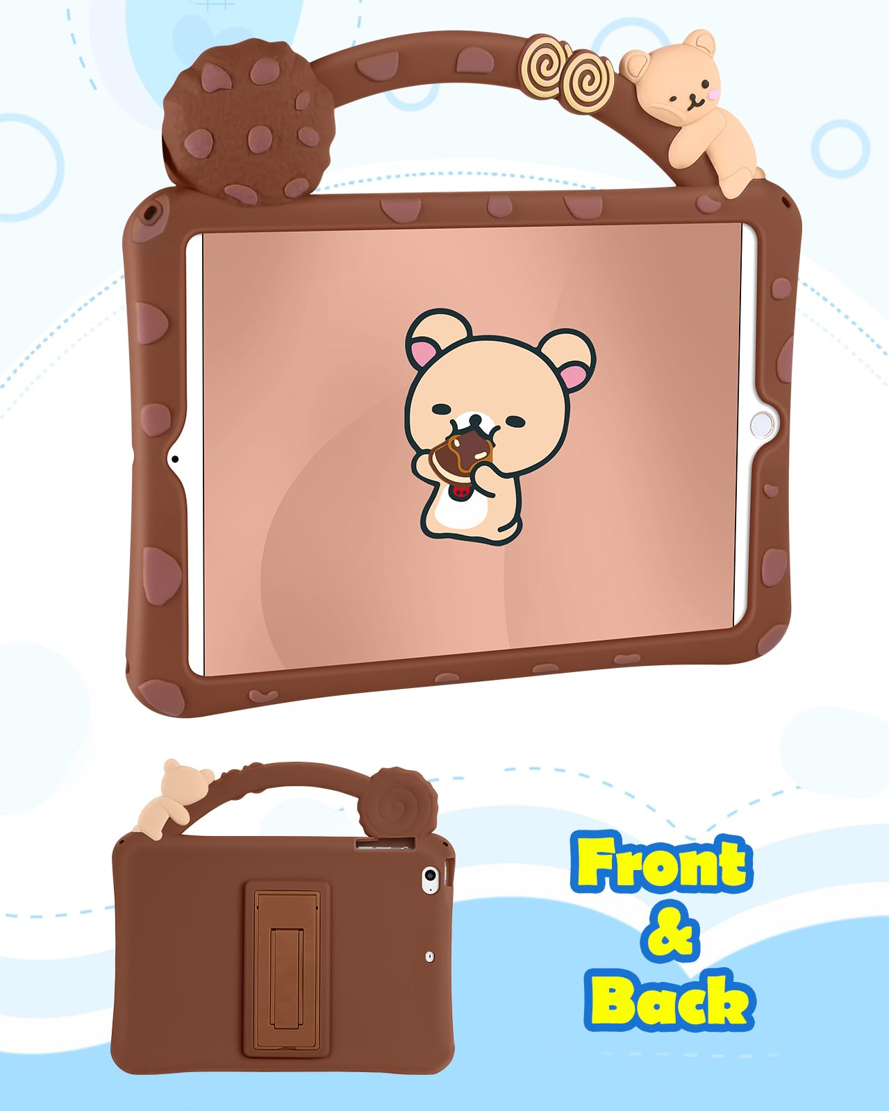 Wazzasoft For Ipad Mini 4/5 Case 7.9 Inch Girls Boys Cute Kawaii Cover 3D Cartoon Girly Women Bear Soft Silicone With Rotating H