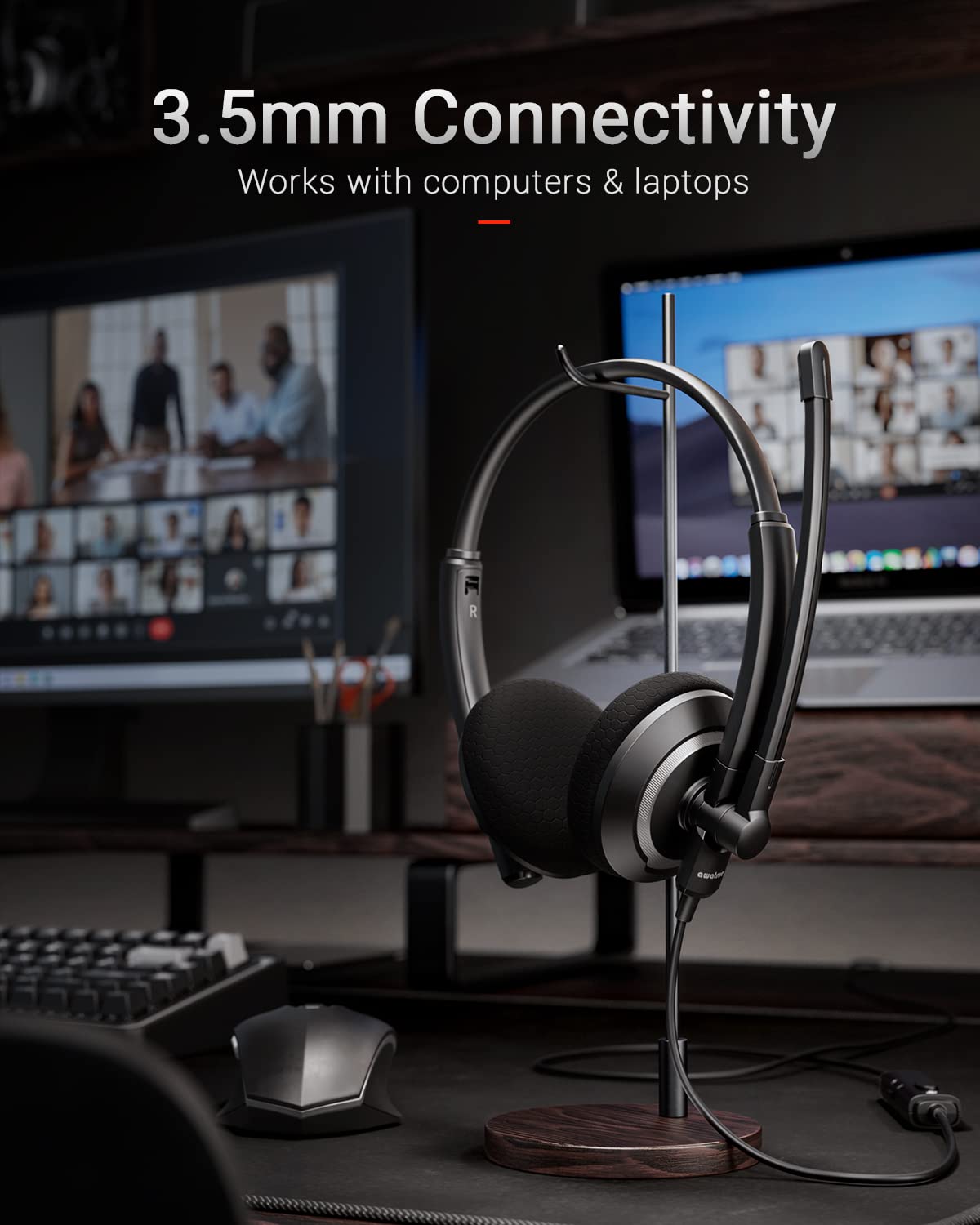 Awatrue Wired Headset With Microphone For Pc Laptop   3.5Mm Jack On Ear Headphones With Noise Cancelling Microphone For Boom Sky