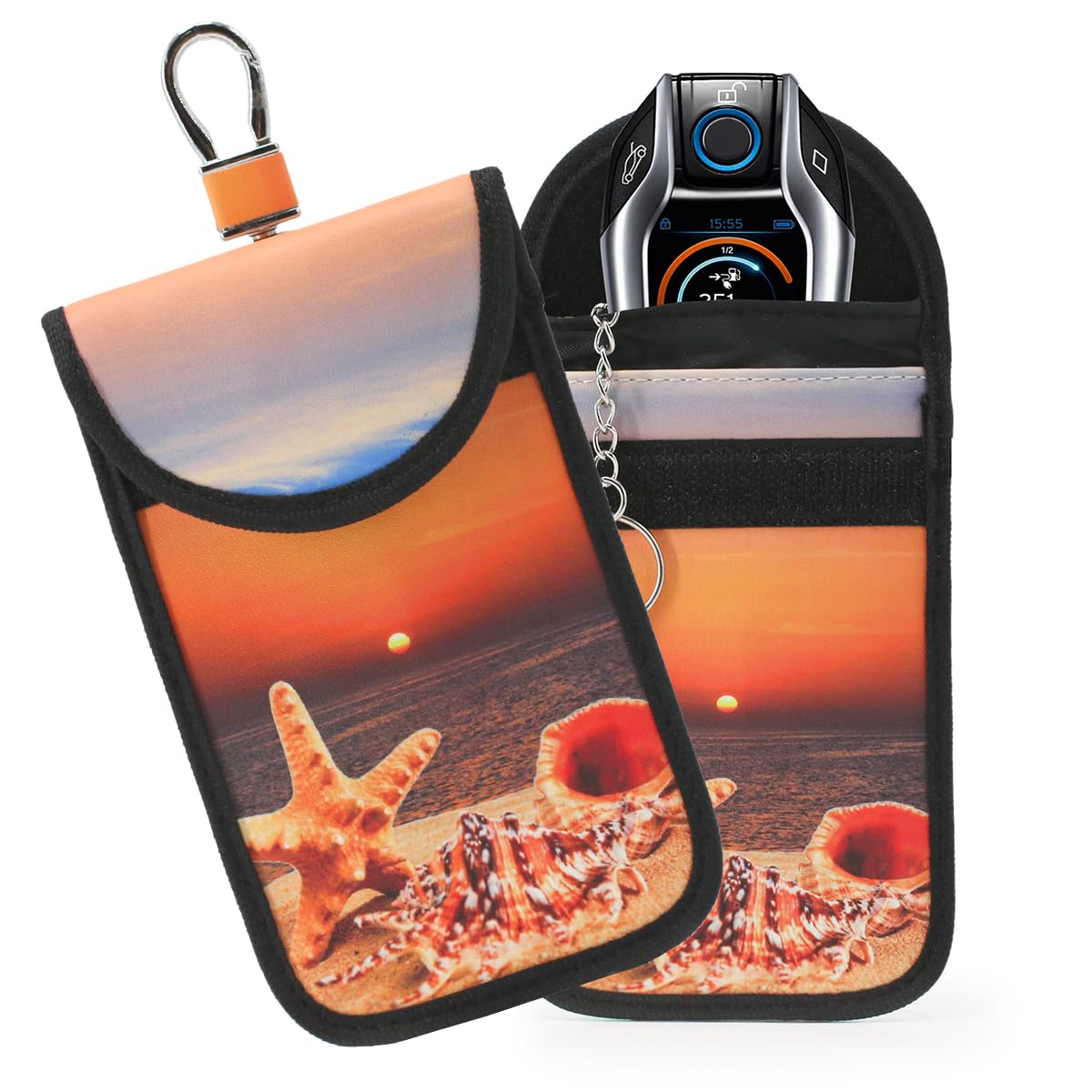 TILDOSAC 2 Pack Lightweight Faraday Key Fob Protector,Signal Blocking RFID Key Fob For Car - Orange