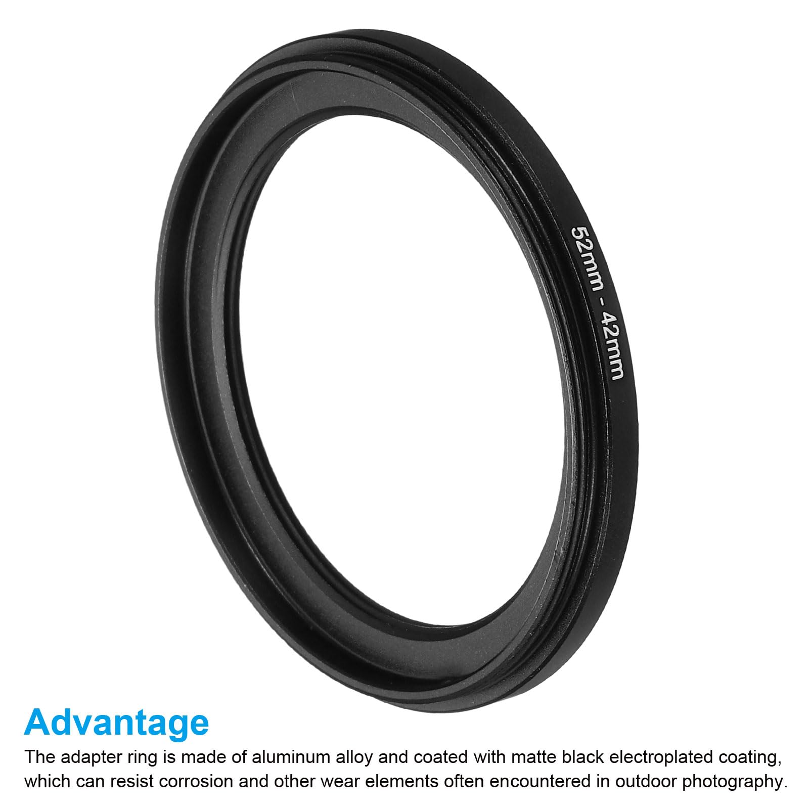 Patikil 52Mm 42Mm Metal Step Down Ring, Camera Lens Filter Adapter Ring Aluminum Filter Adapter Ring For Camera Lenses Hood, Bla