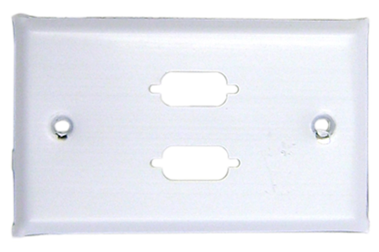 Wall Plate, White, 2 Port Db9 / Hd15 (Vga), Single Gang, Painted Stainless Steel
