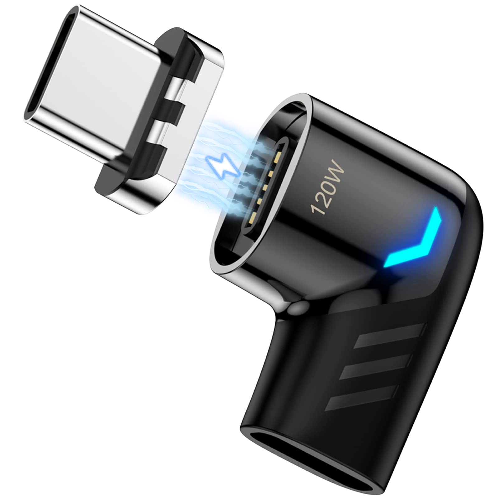 Usb C Magnetic Adapter,Right Angle Type C Connector,Pd 120W Fast Charge,480Mbps Transfer Speed,Compatible With Usb C Phones,Tabl
