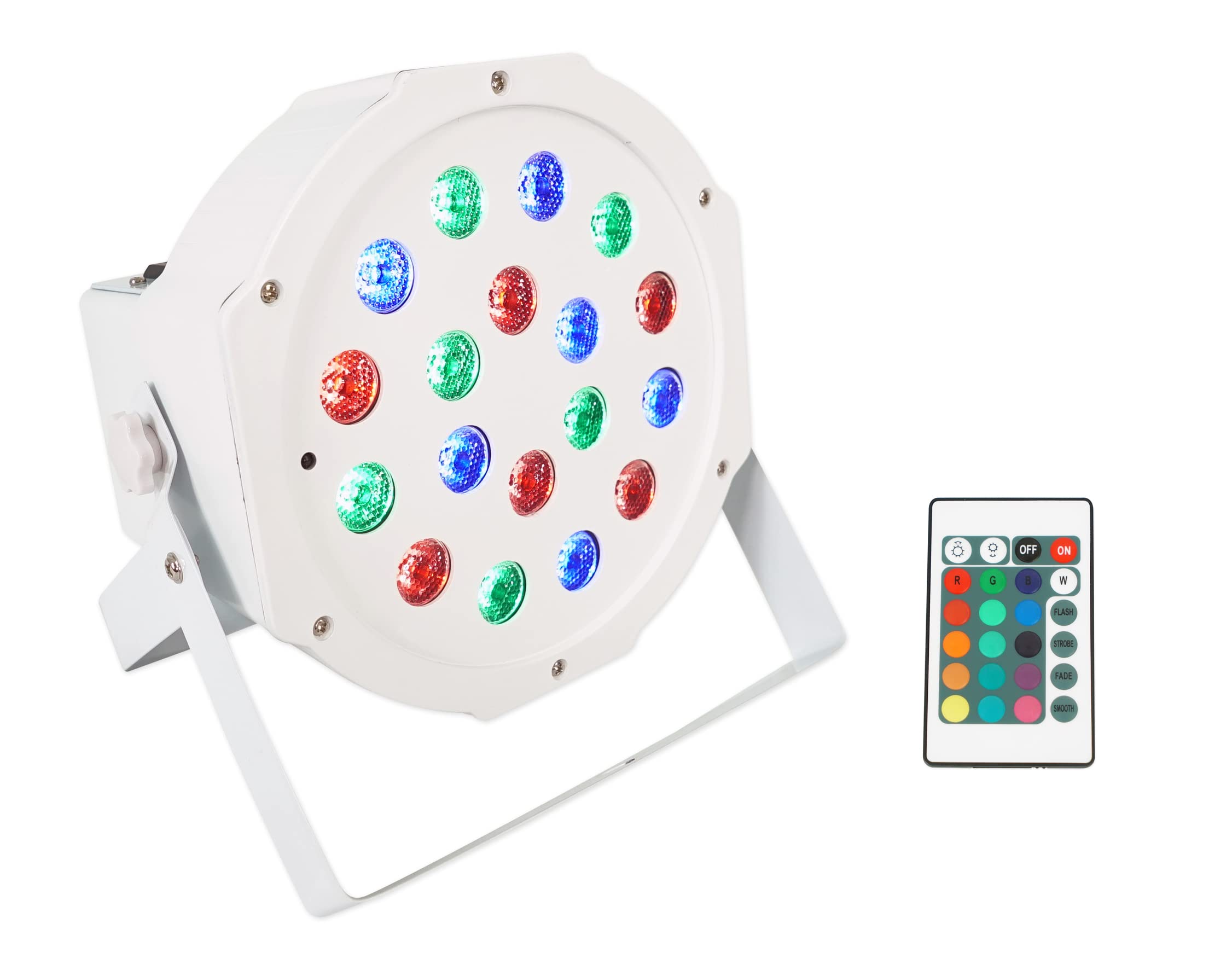 Rockville BATTERY PAR 50 White Rechargeable LED DMX Wash Light, Bright 18W RGB Output, 7-Channel DMX, Wireless Control, for DJs 