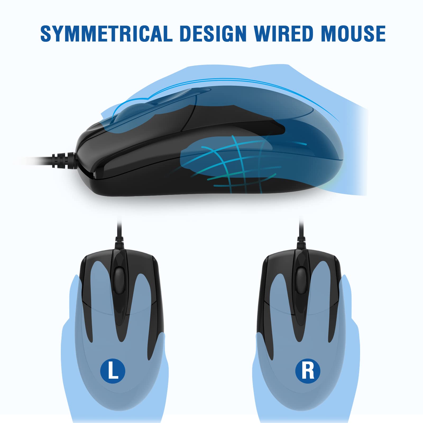 Wired Keyboard And Mouse Combo, Edjo Full Sized Ergonomic Computer Keyboard With Palm Rest And Optical Wired Mouse For Windows,