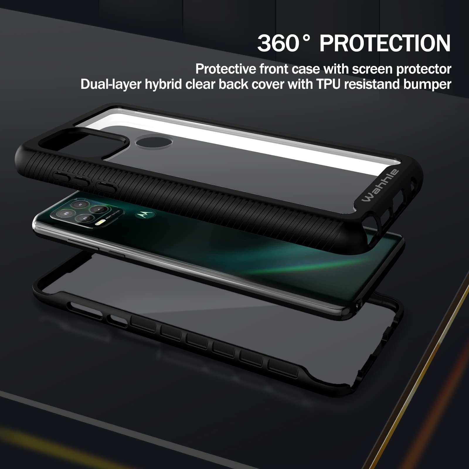 Wahhle Compatible With Moto G Stylus 5G Case, Built In Screen Protector Full Body Shockproof Slim Fit Bumper Protective Phone Co