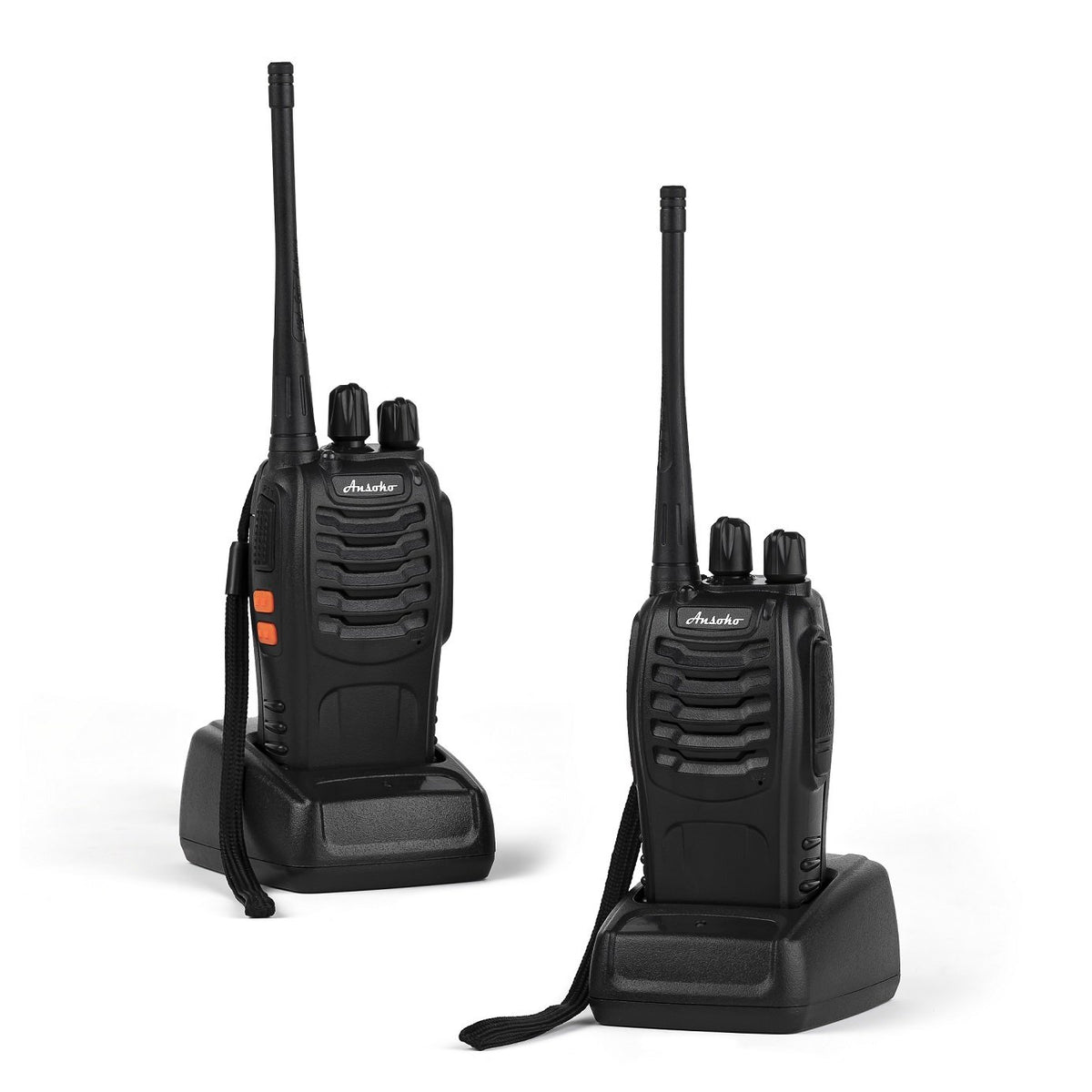 Ansoko Walkie Talkies Rechargeable Long Range Two Way Radios 16 Channel With Earpiece (2 Pack)