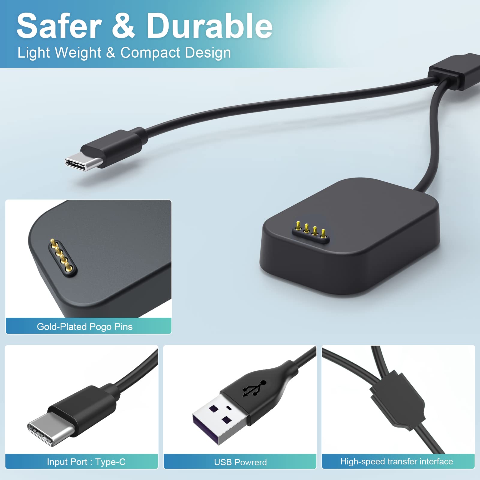 2 In 1 Charger Compatible With Version Gizmo Watch 2/Care Smart Watch Charger Dock, Geordgy Portable Magnetic Charging Cord 3.93