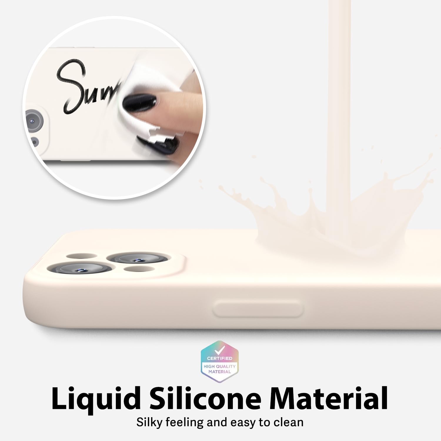 Oakxco For Iphone 13 Phone Case Liquid Silicone, Cute Thin Slim Soft Rubber Tpu Plain Smooth Gel Cover For Women Girl Aesthetic