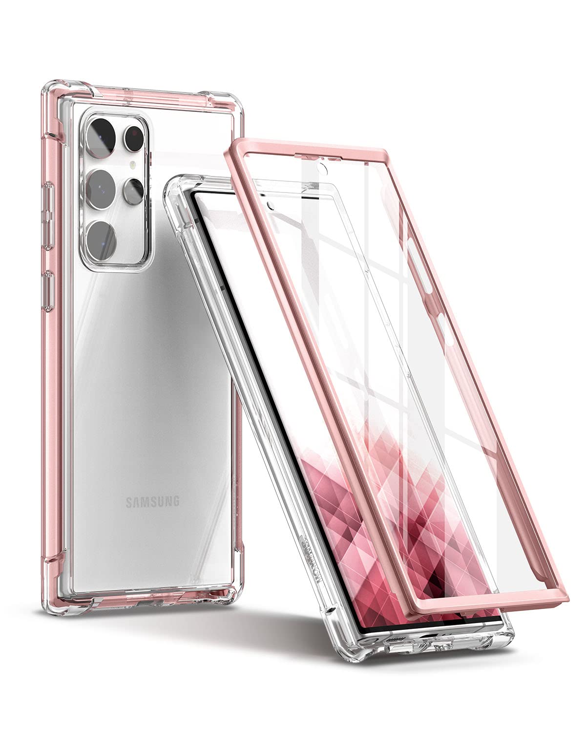 Suritch For Samsung Galaxy S22 Ultra Clear Case 6.8'' (Only), [Built In Screen Protector] Full Body Protective Hard Shell+Soft T