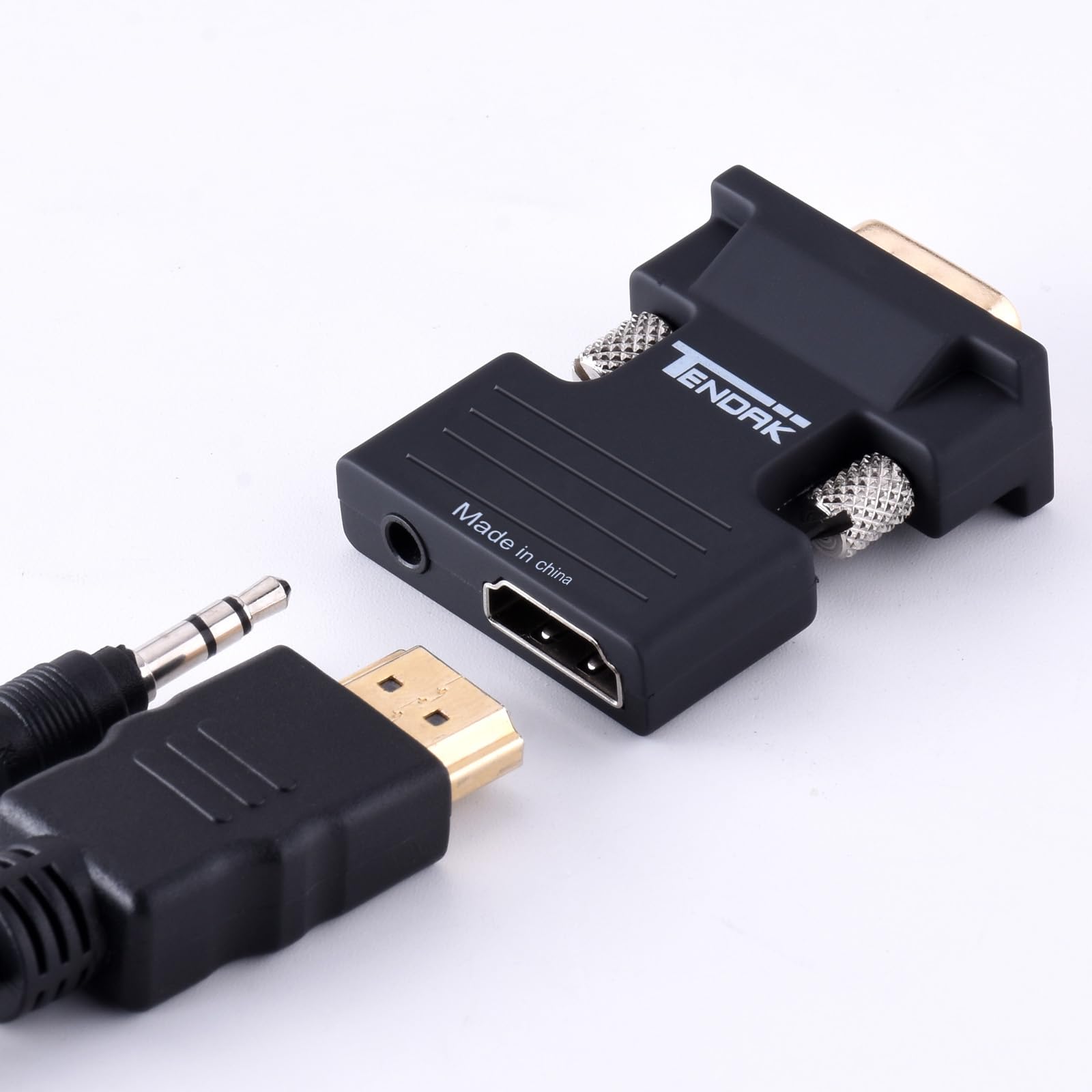 Tendak Active 1080P Female Hdmi To Vga Male Converter Adapter Dongle With 3.5Mm Stereo Audio Portable Hdmi Connector For Laptop
