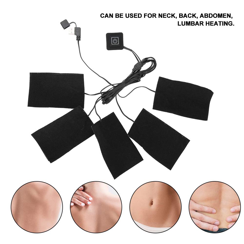 Portable Cloth Heaters, Clothes Heating Pad With 5Pcs Heating, Usb Electric Heated Pad Adjustable Temperature Warmer For Outdoor