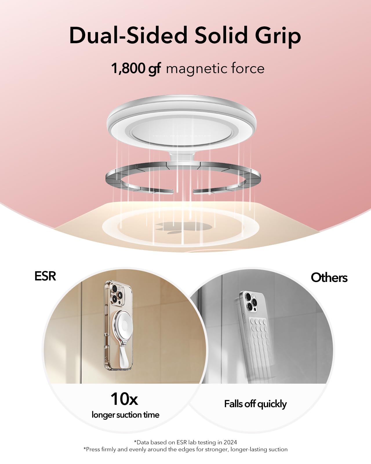 Esr For Magsafe Suction Mount, Sticky Phone Grip, Magnetic Phone Suction Grip, Silicone Suction Cup Phone Mount, Hands-Free Mirr