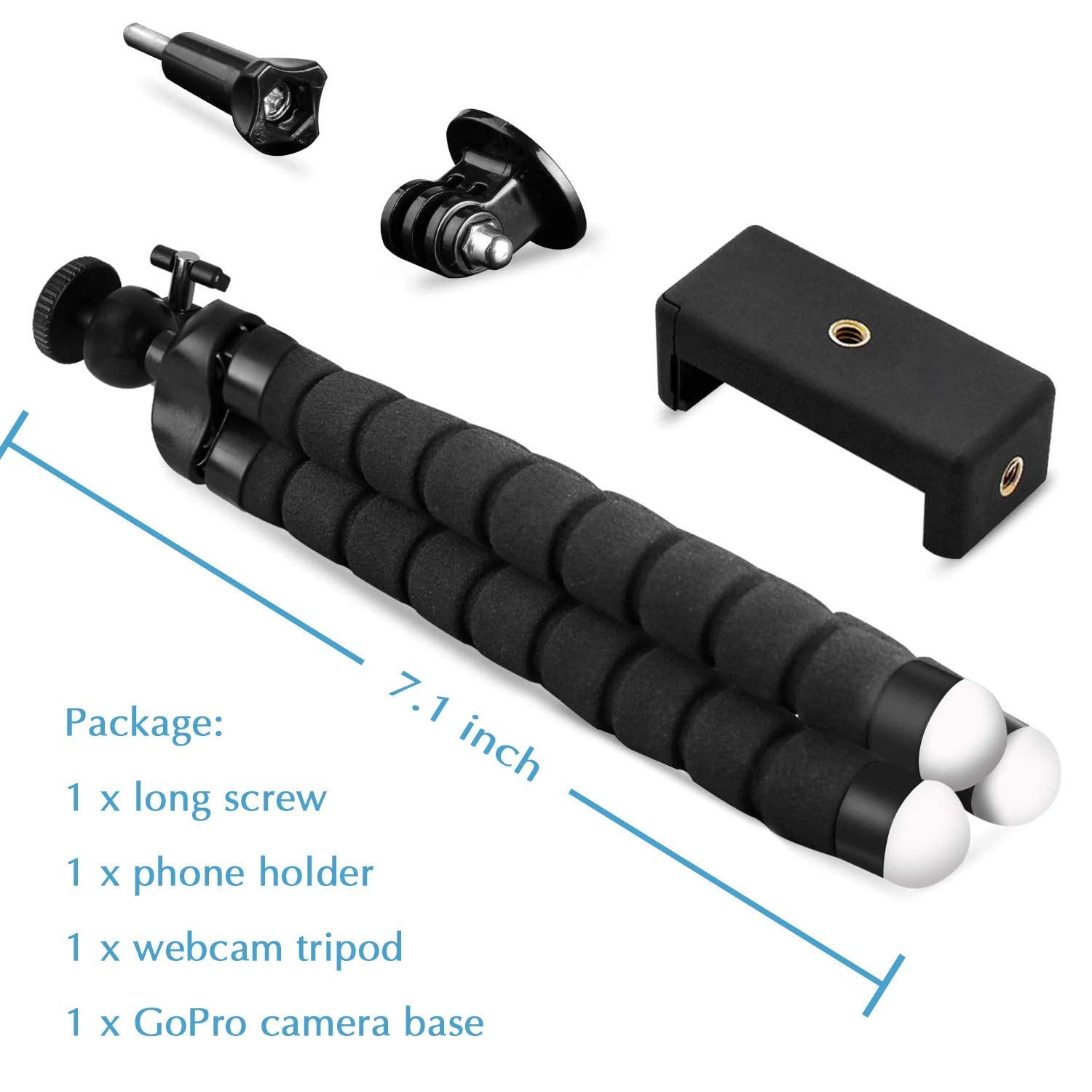 Flexible Webcam Stand And Cell Phone Tripod With Holder For Logitech And Nexigo Webcam, Gopro Camera And More