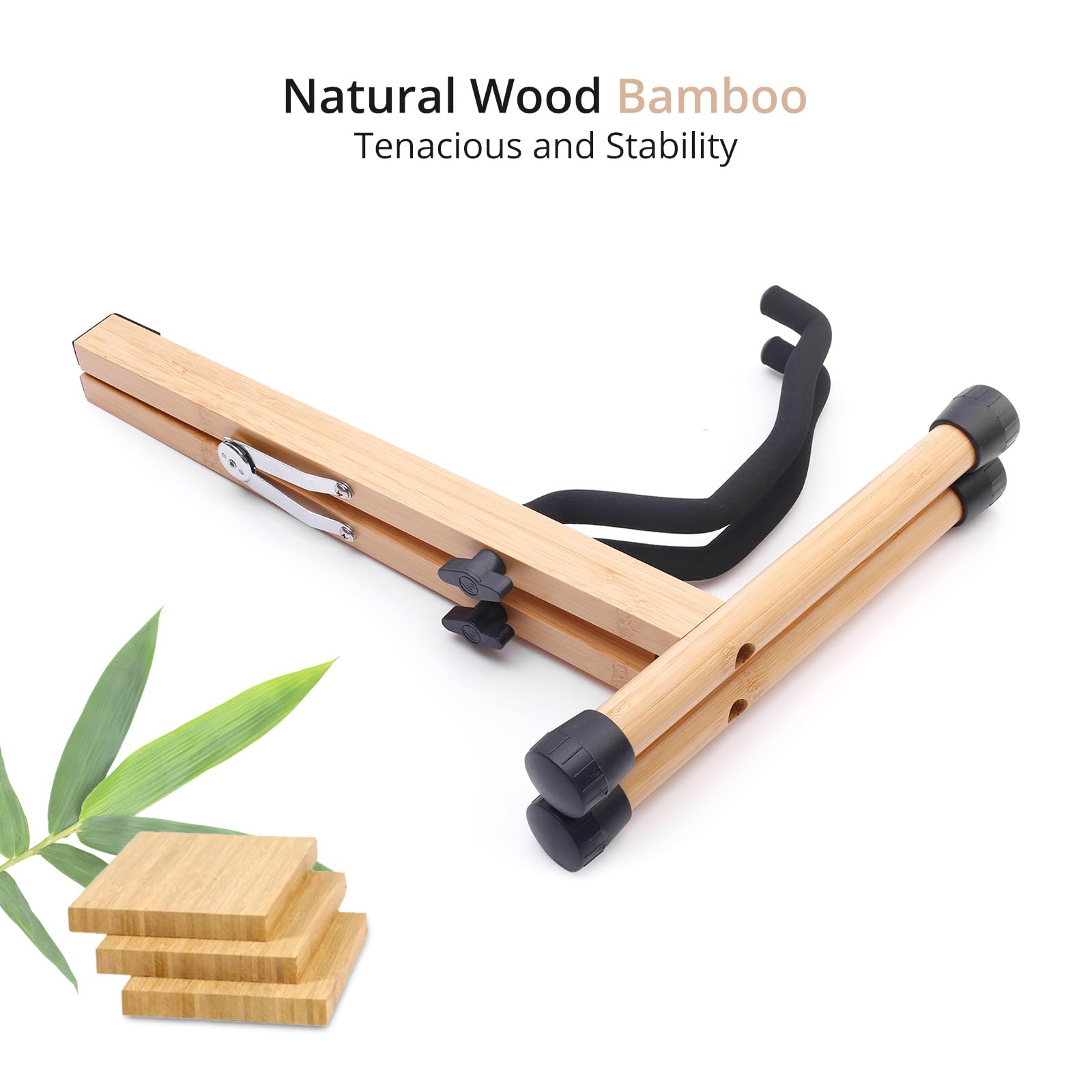 Muso Bamboo Guitar Stand, A Frame Folding Holder, Easy Assembly And Portable, For Acoustic Guitar, Electric Bass,Violin, Viola,C