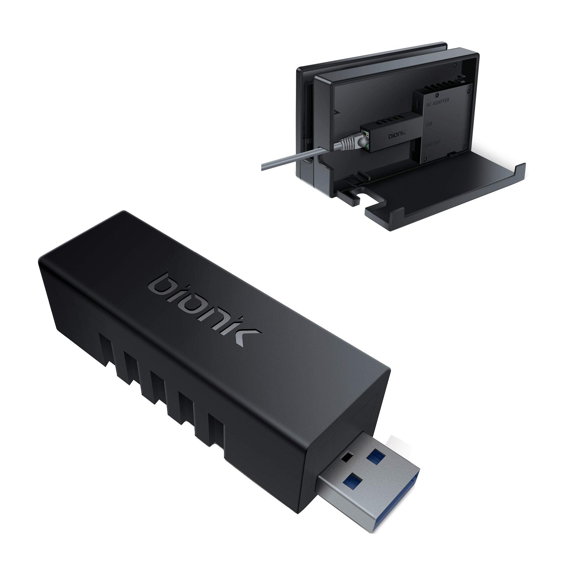 Bionik Giganet Adapter Usb 3.0 To Wired Ethernet: Compatible With Nintendo Switch, Fully Hidden In Dock Size, Gigabit 10/100/100