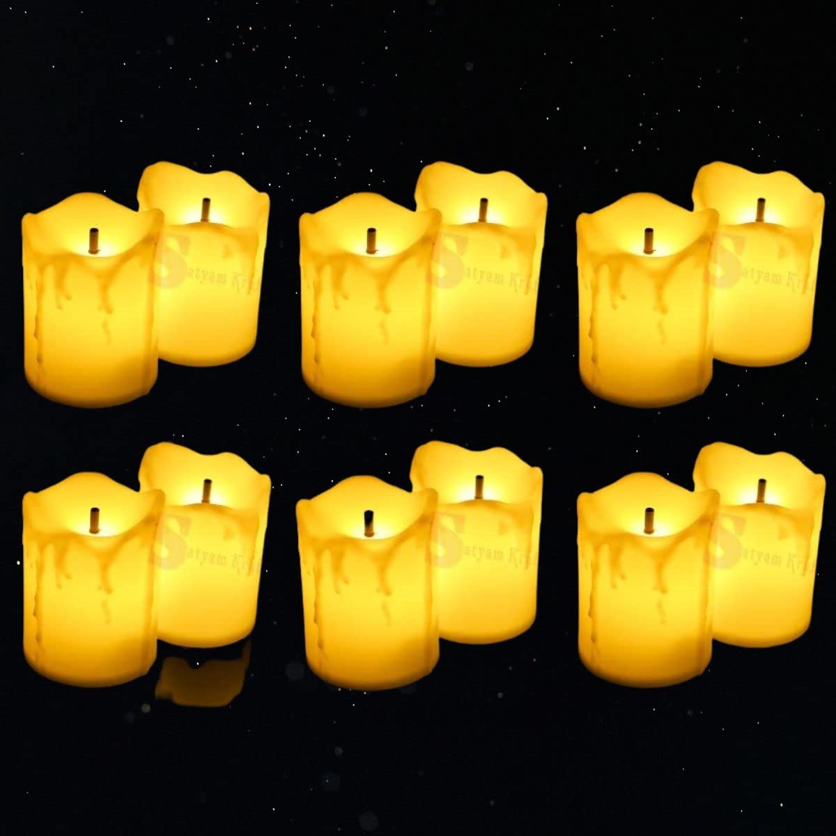 SATYAM KRAFT 12 Pcs Acrylic LED Tea Light Flameless & Smokeless Melting Candle Perfect for Gifts, Home, Room, Mahashivratri Deco