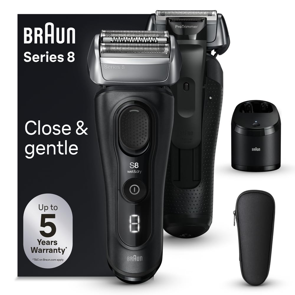 Braun Series 8 8560Cc Electric Razor For Men, 4+1 Shaving Elements & Precision Long Hair Trimmer, 5In1 Smartcare Center, Close &