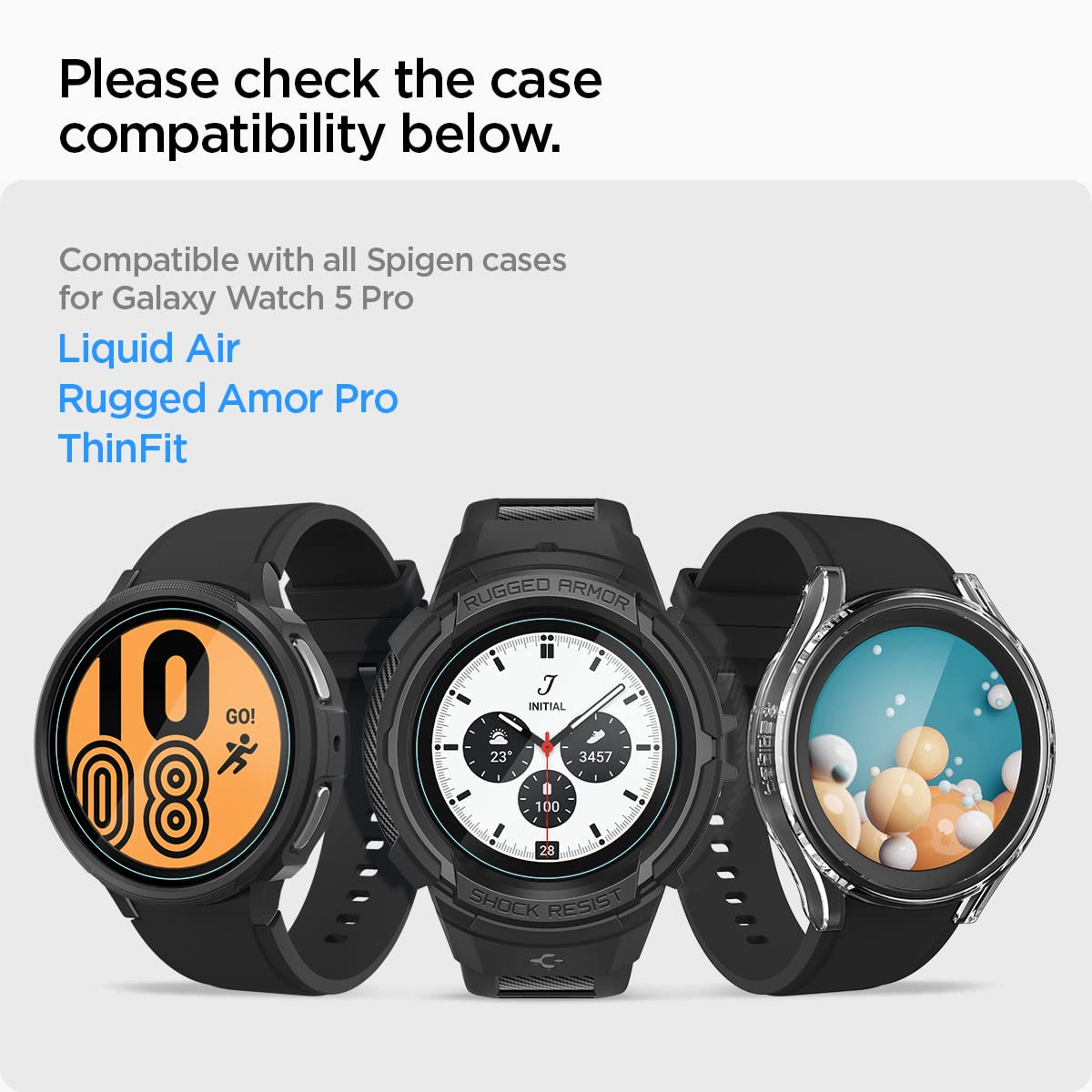 Spigen Tempered Glass Screen Protector [Glastr Ez Fit] Designed For Galaxy Watch 5 Pro   2 Pack