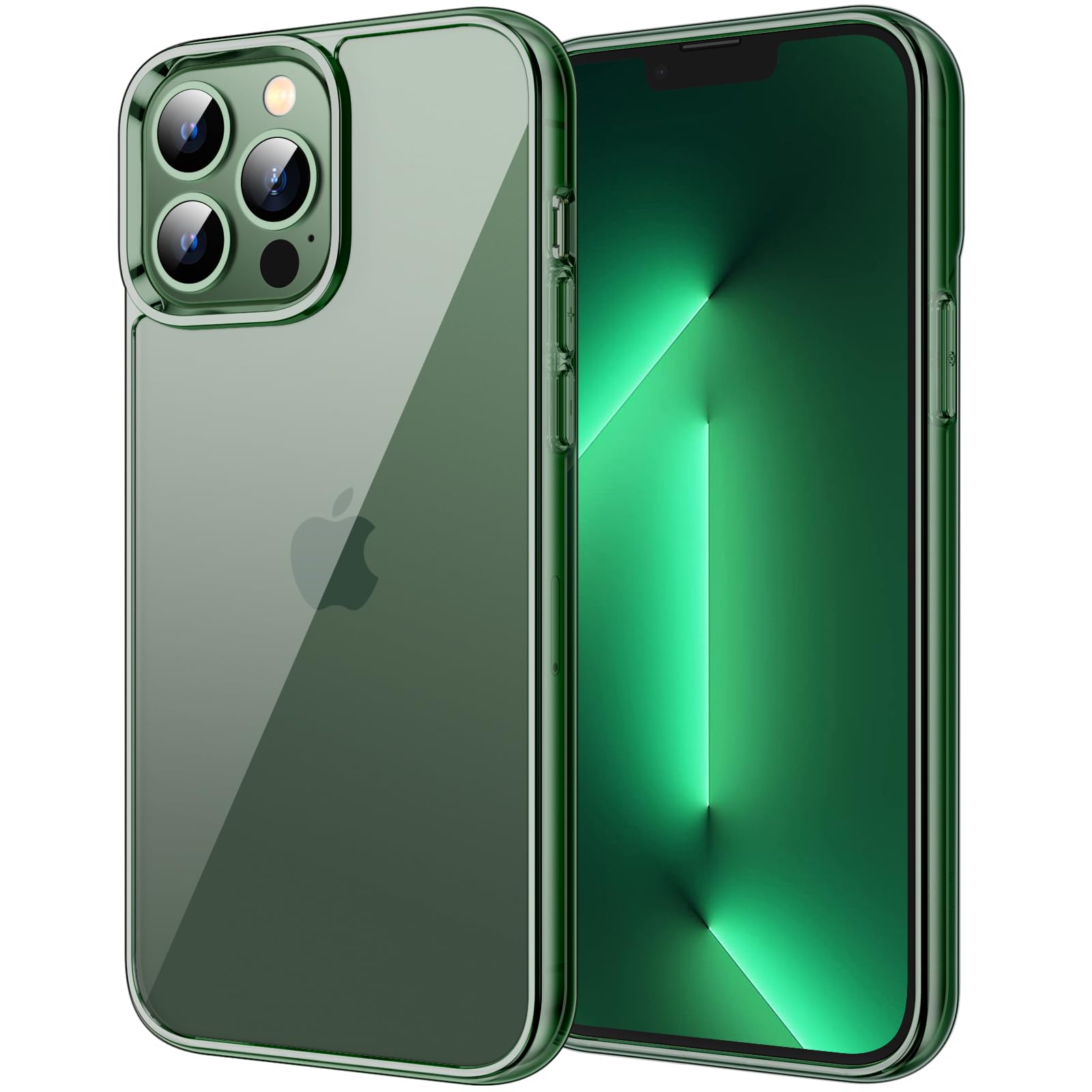 JETech Case for iPhone 13 Pro Max 6.7-Inch, Non-Yellowing Shockproof Phone Bumper Cover, Anti-Scratch Clear Back (Alpine Green)